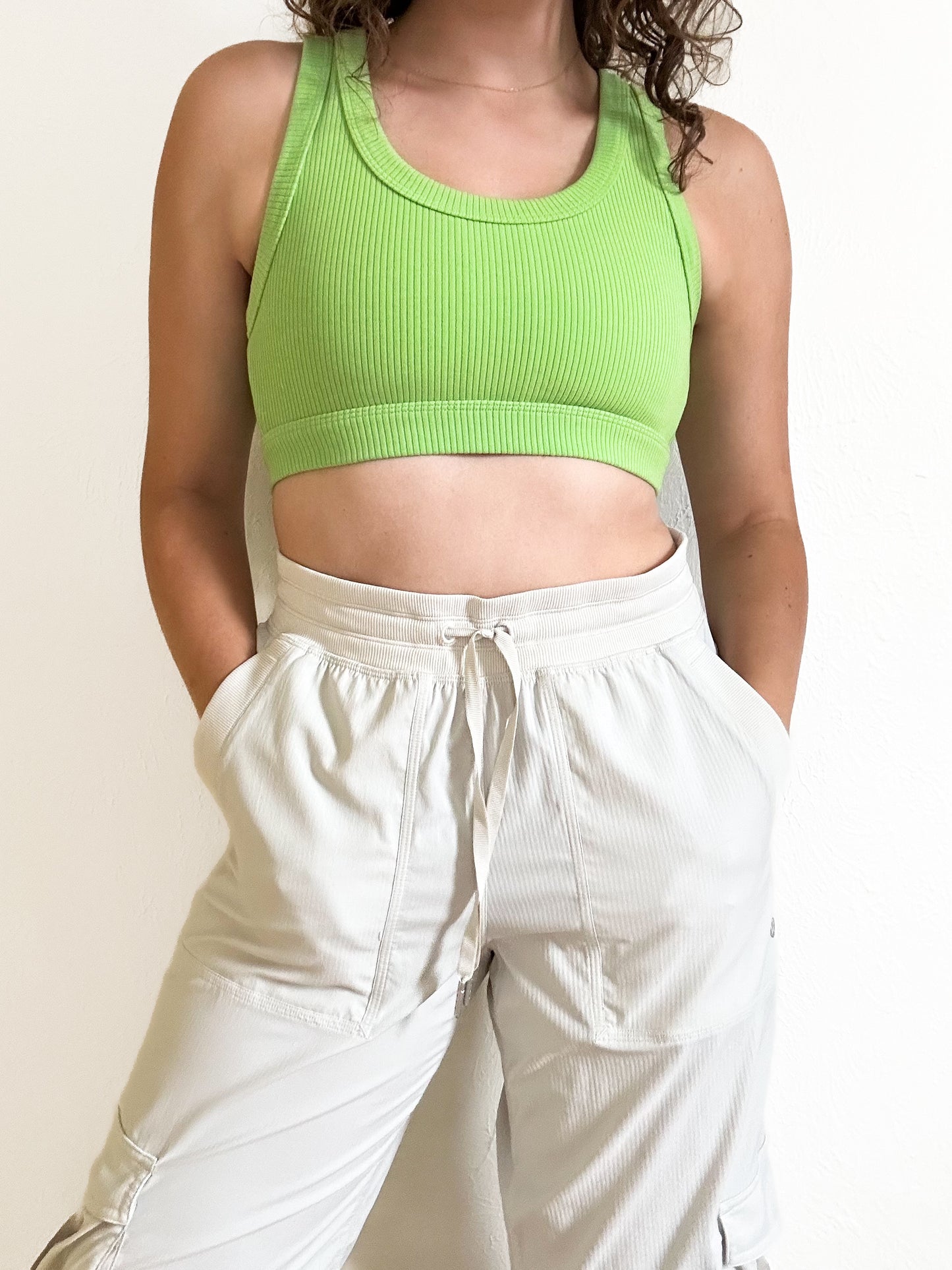 Alo Green Ribbed Sports Bra (S)