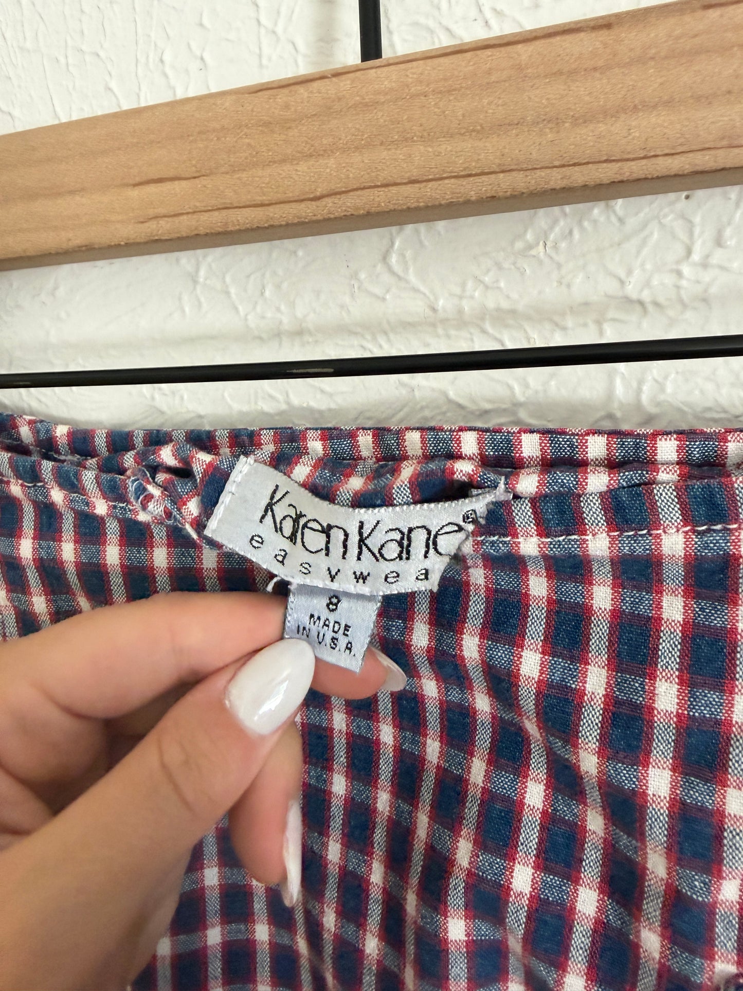 Vintage Plaid Red White & Blue Skirt (M)