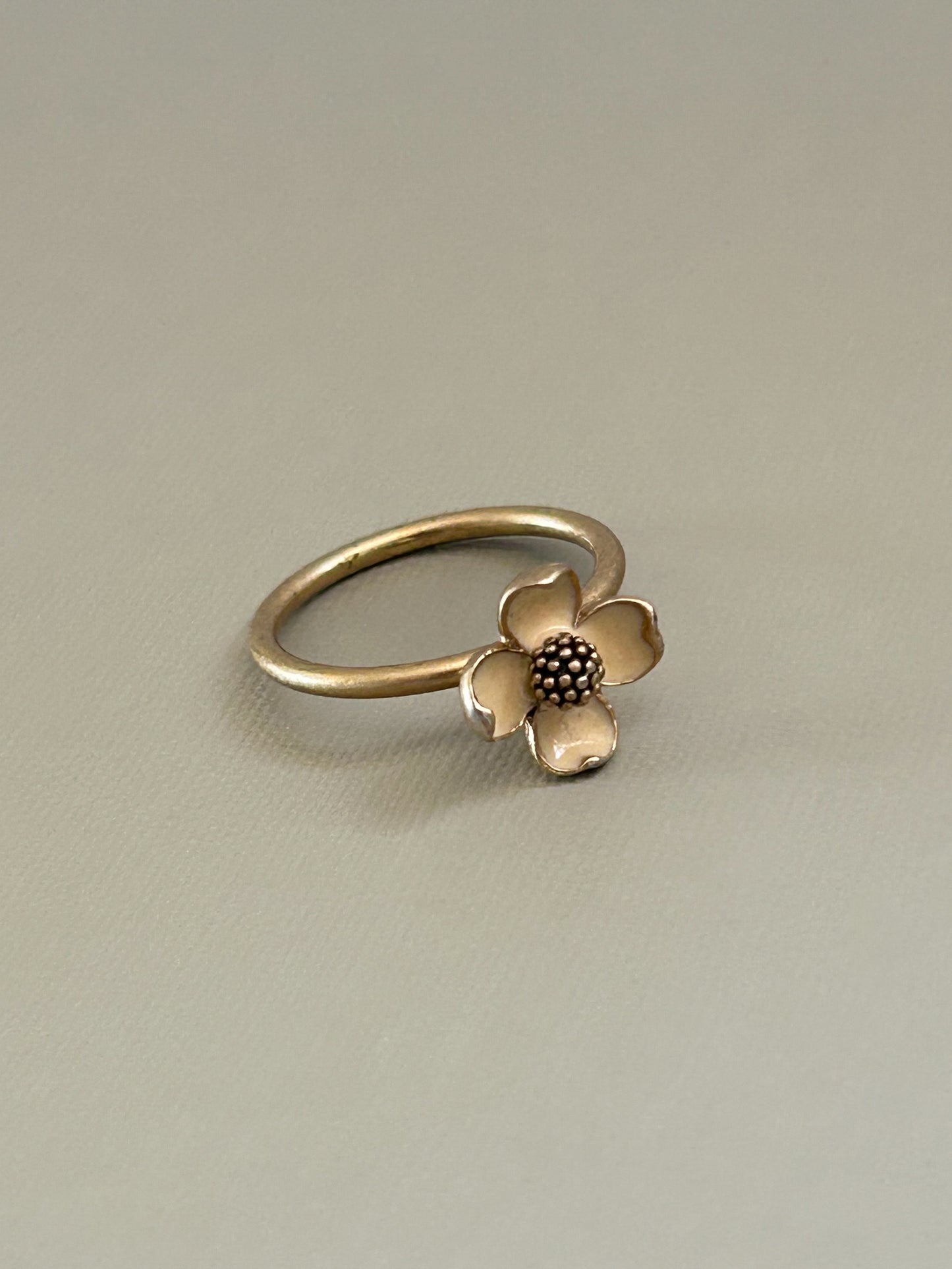 Floral White Ring