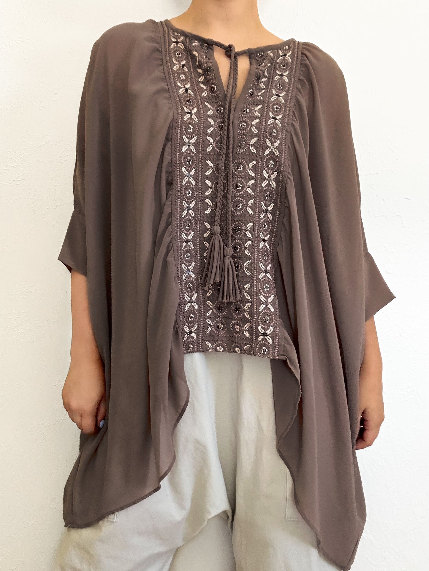 Free People Embroidered Oversized Sheer Tunic (S)