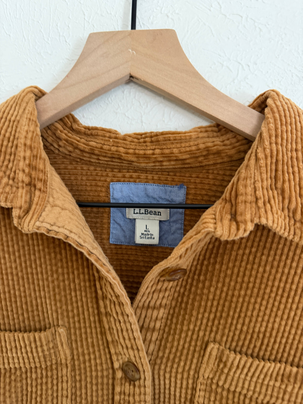LL Bean Tan Corduroy Button Up (L)