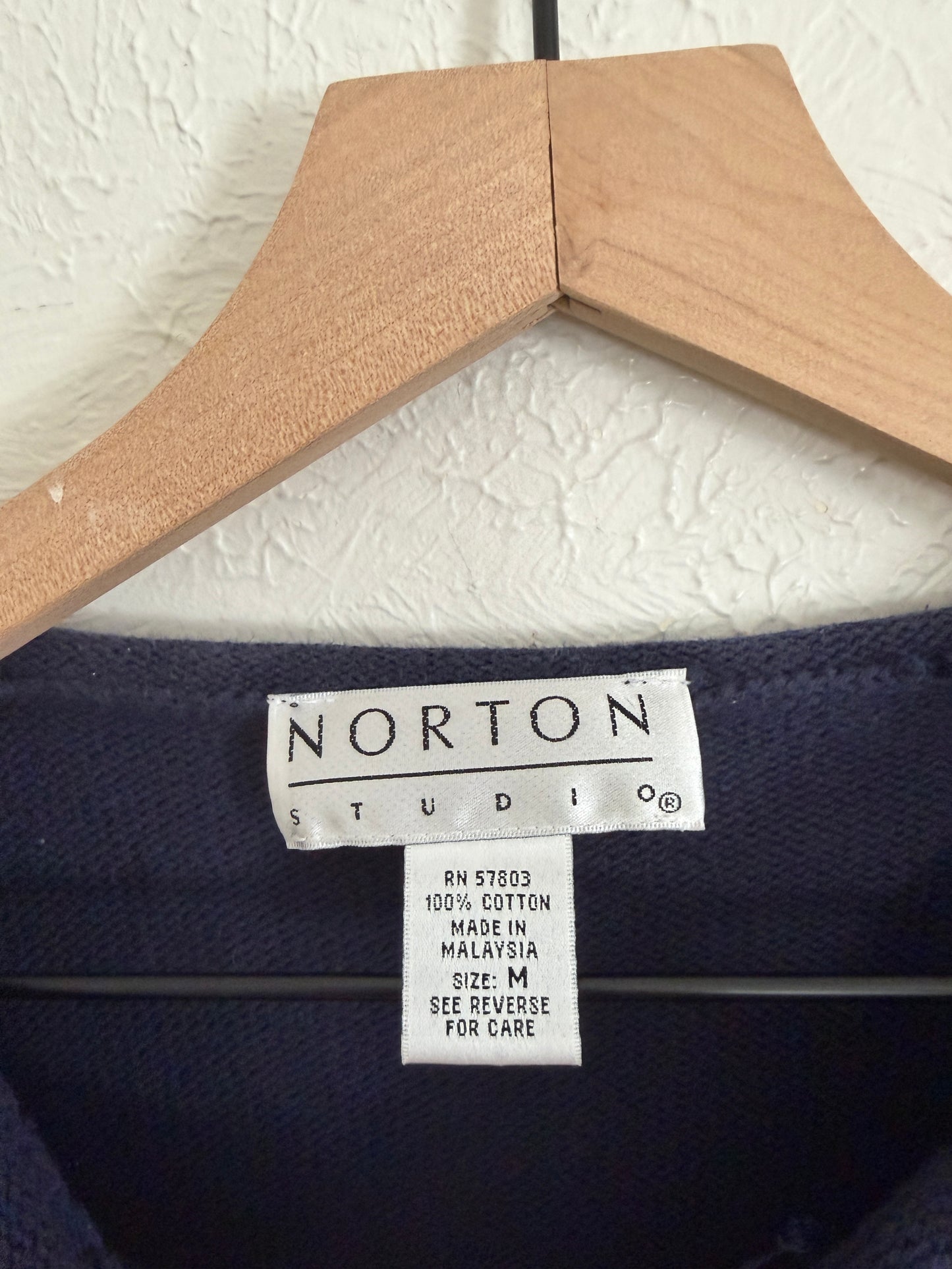 Vintage Red Star Navy Striped Sweater (M)