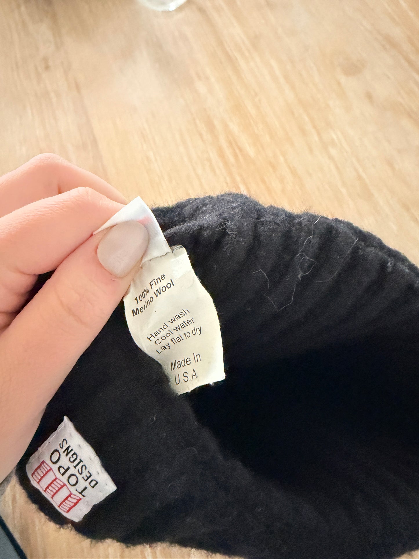 Topo Designs Black Merino Wool Hat (Kids)