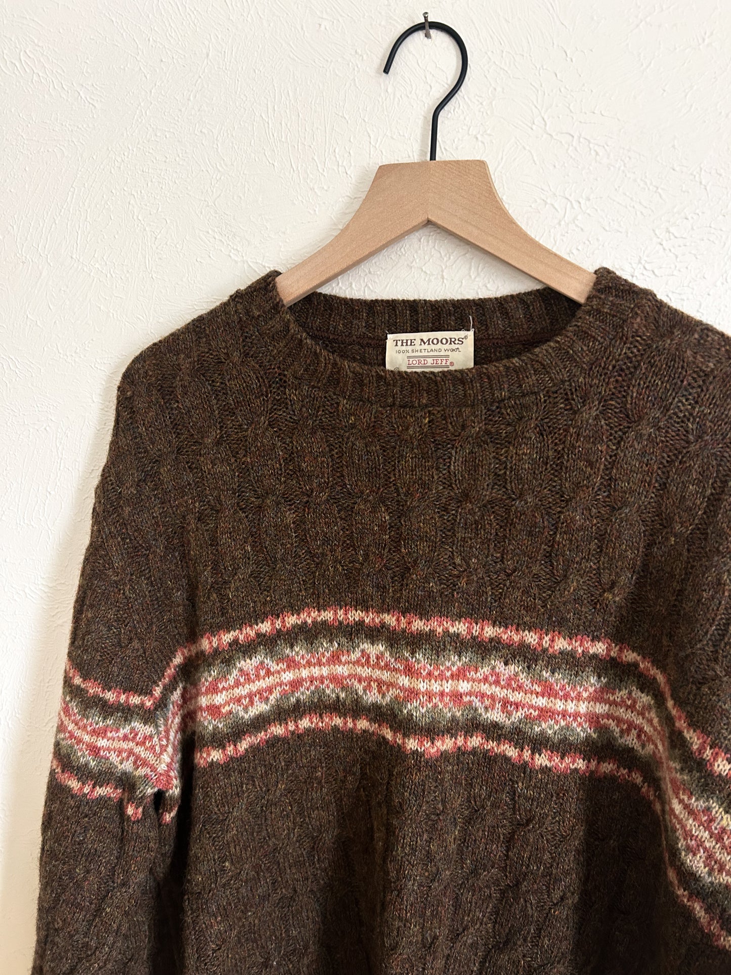 Vintage Brown Wool Patterned Sweater (XL)