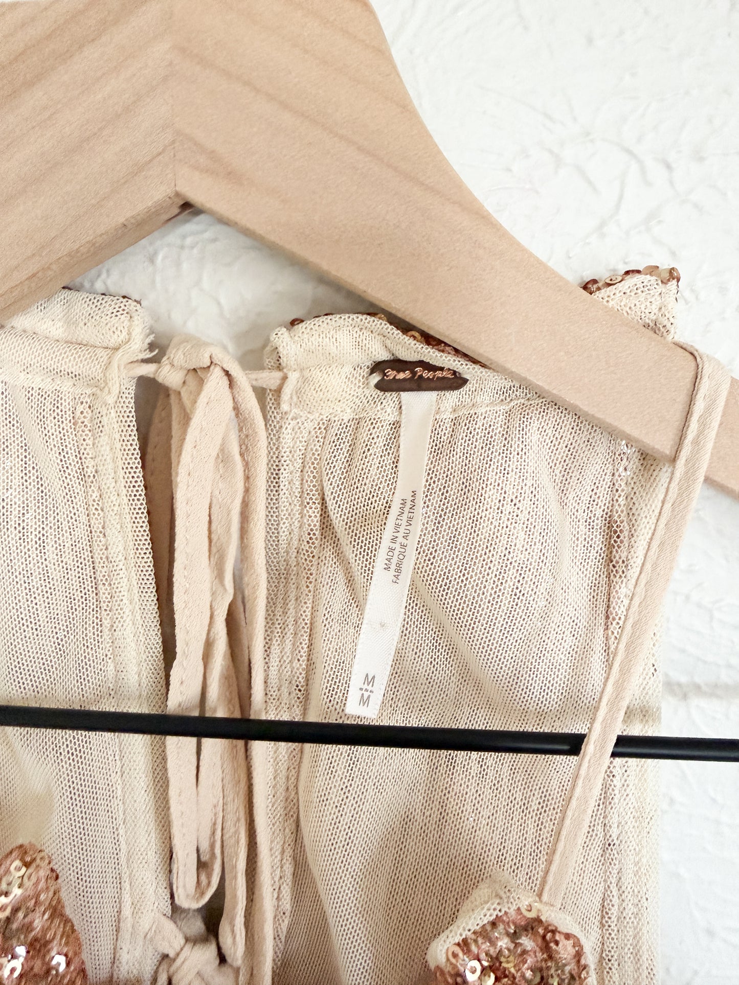 Free People ‘Lights Out’ Gold Sequin Halter Tank (M)