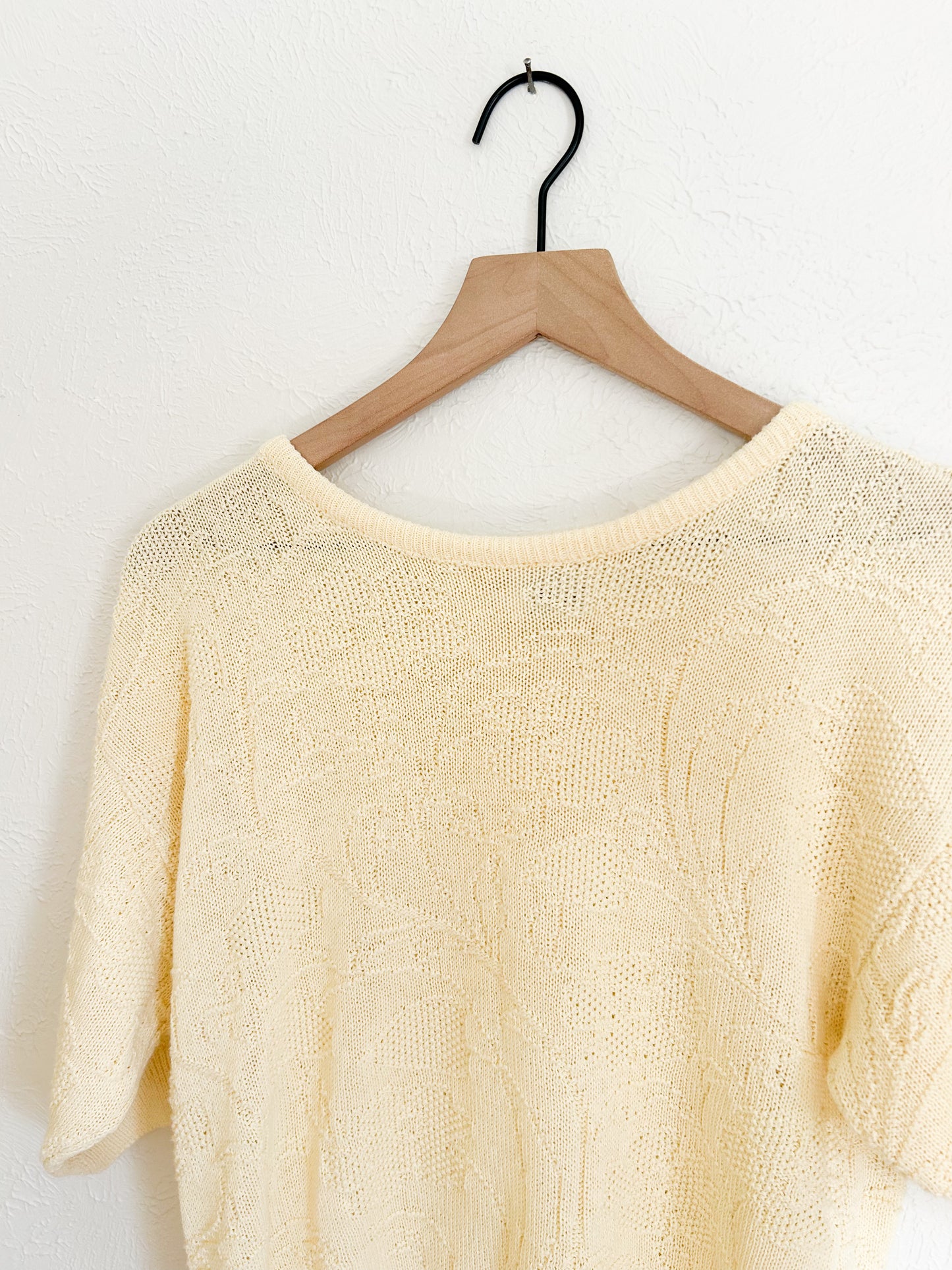 Butter Yellow Floral Knit Vintage Top (M)