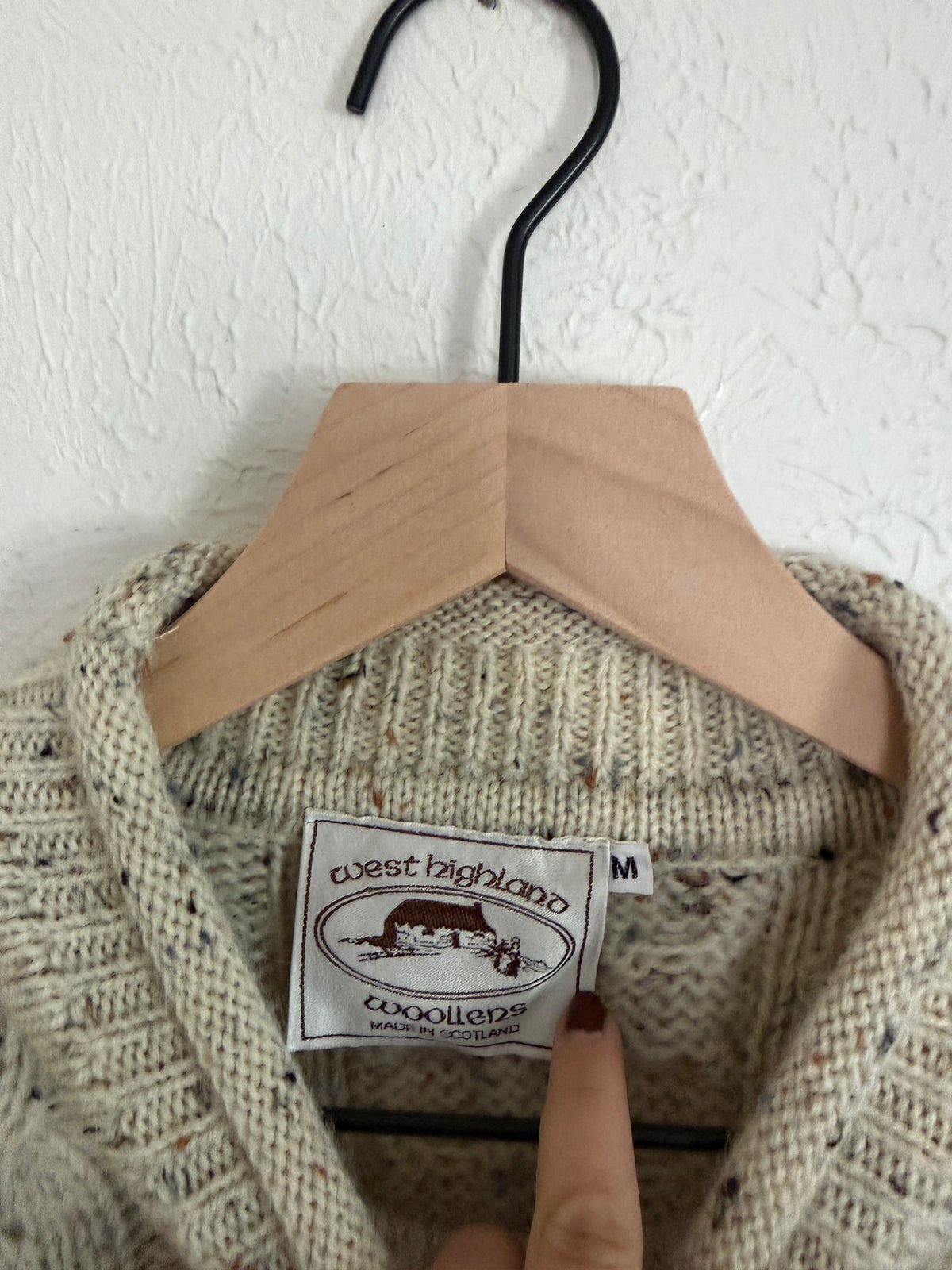 Scotland Speckled Wool Cable Knit Sweater (M/L)