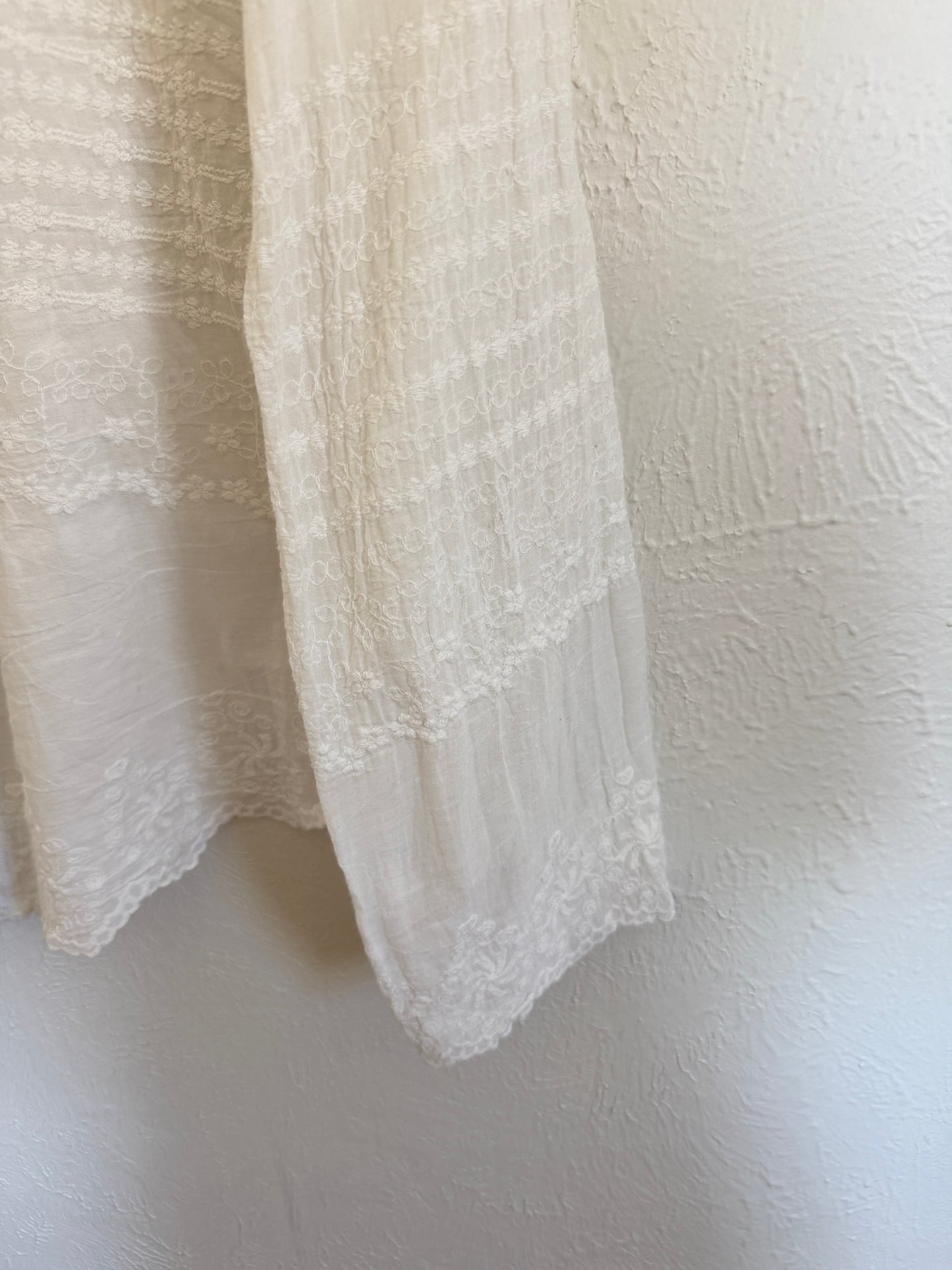 Sheer White Floral Button Up (M/L)