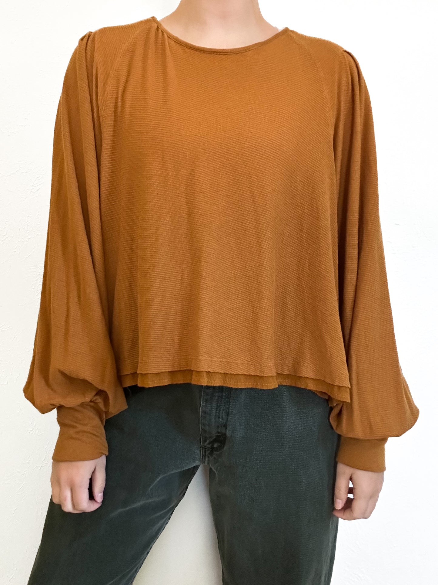 Free People ‘Billie’ Balloon Sleeve Top (L)