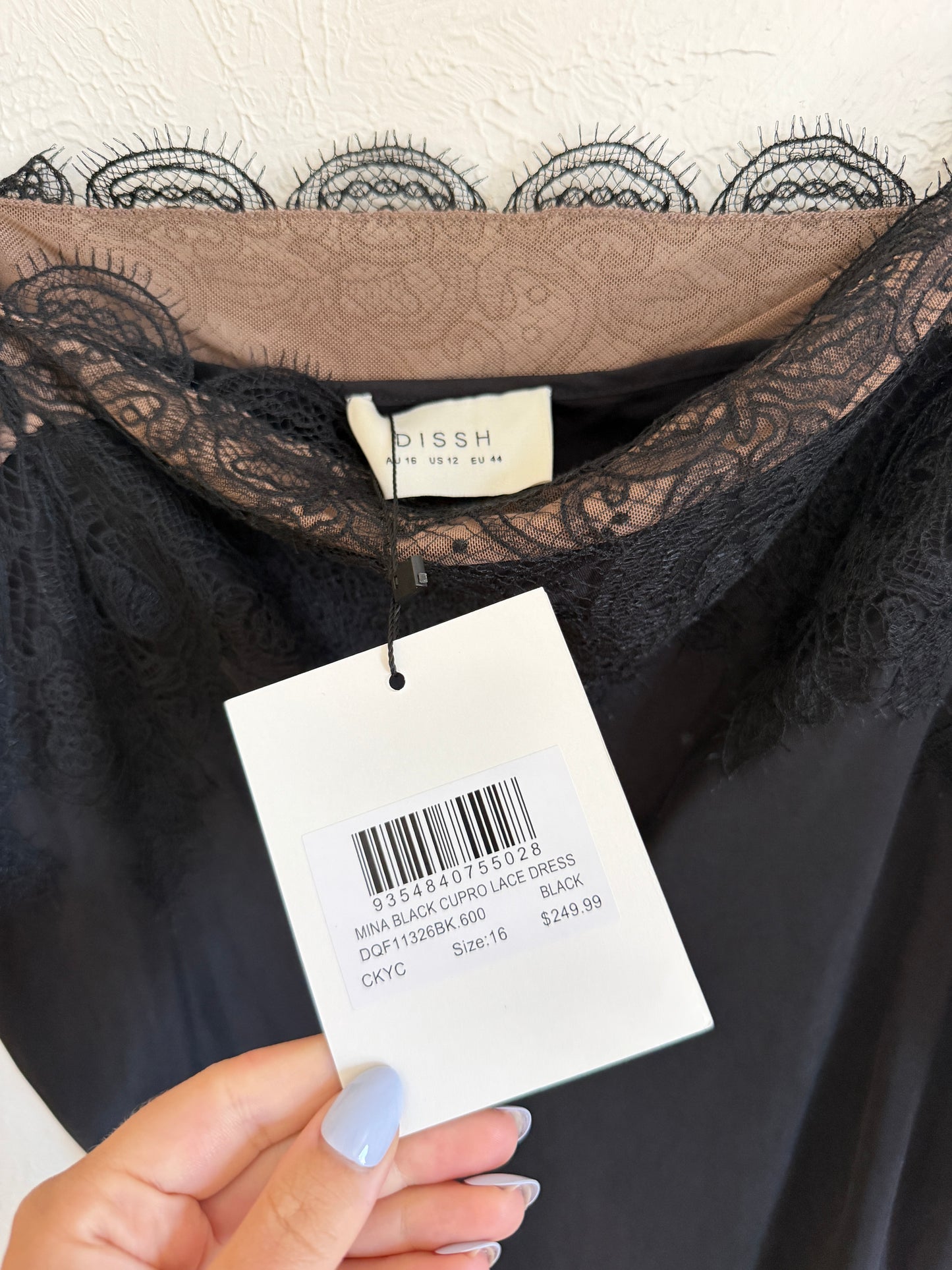 NWT DISSH Mina Black Lace Maxi Dress (XL)