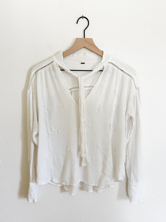 Free People ‘Wishful Moments’ Tie Neck Blouse (S)
