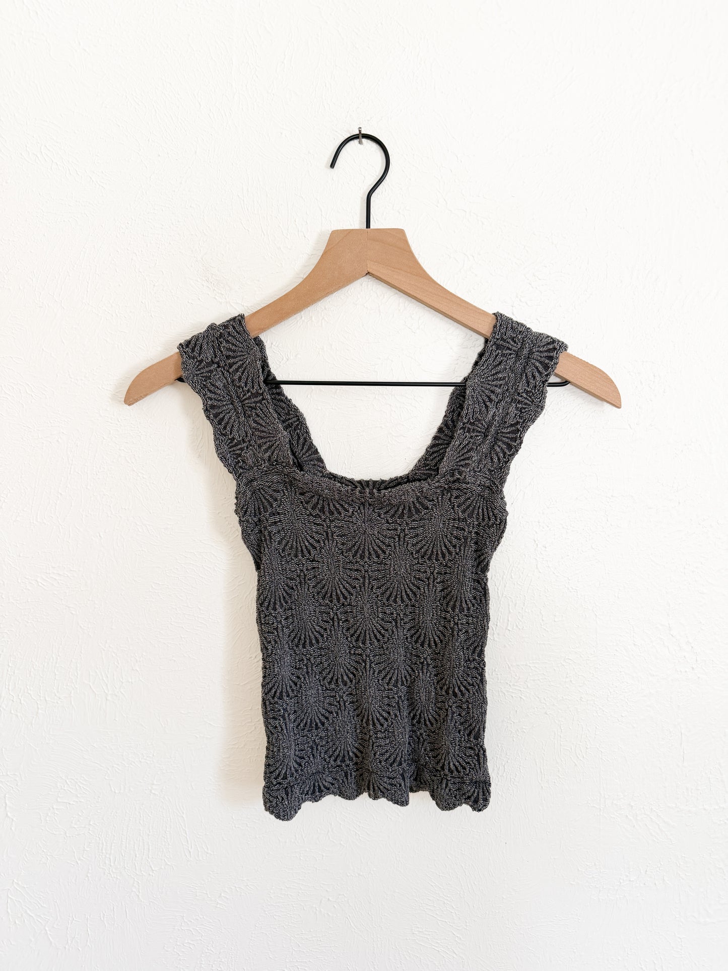 Free People ‘Love Letter’ Black Textured Tank (S)