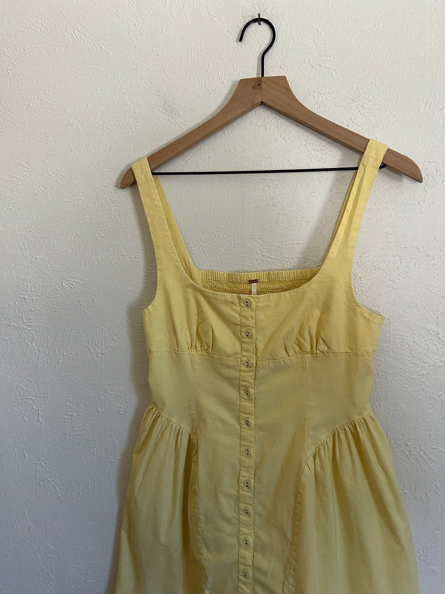 Free People Astrid Oxford Yellow Mini Dress (L)