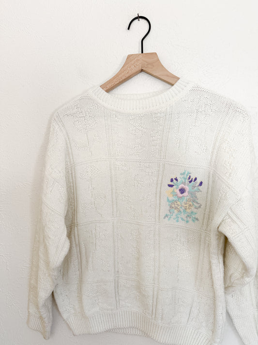 Vintage Floral Embroidered Sweater (S)