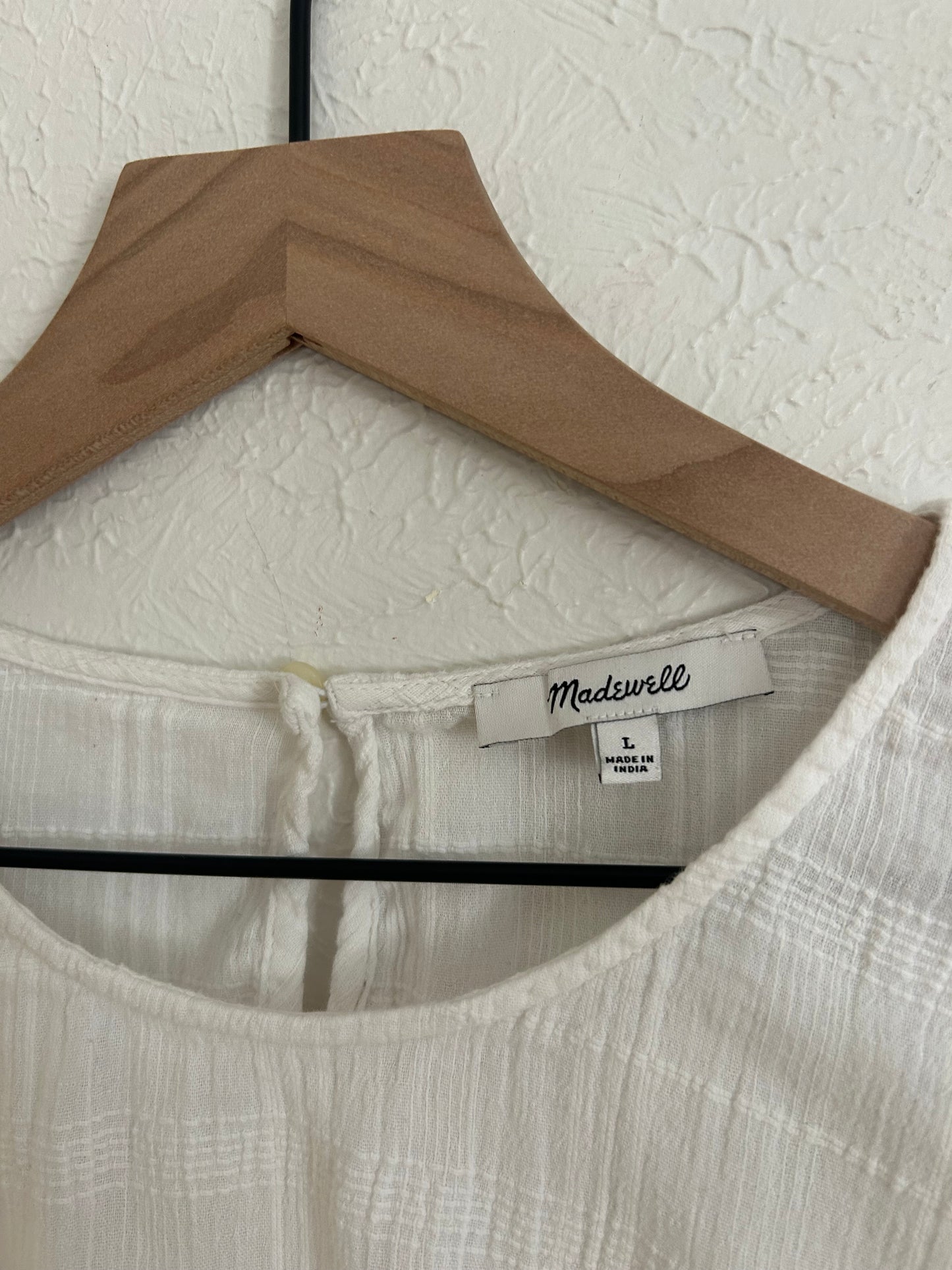 Madewell Cuffed-Sleeve Shirred Top (L)