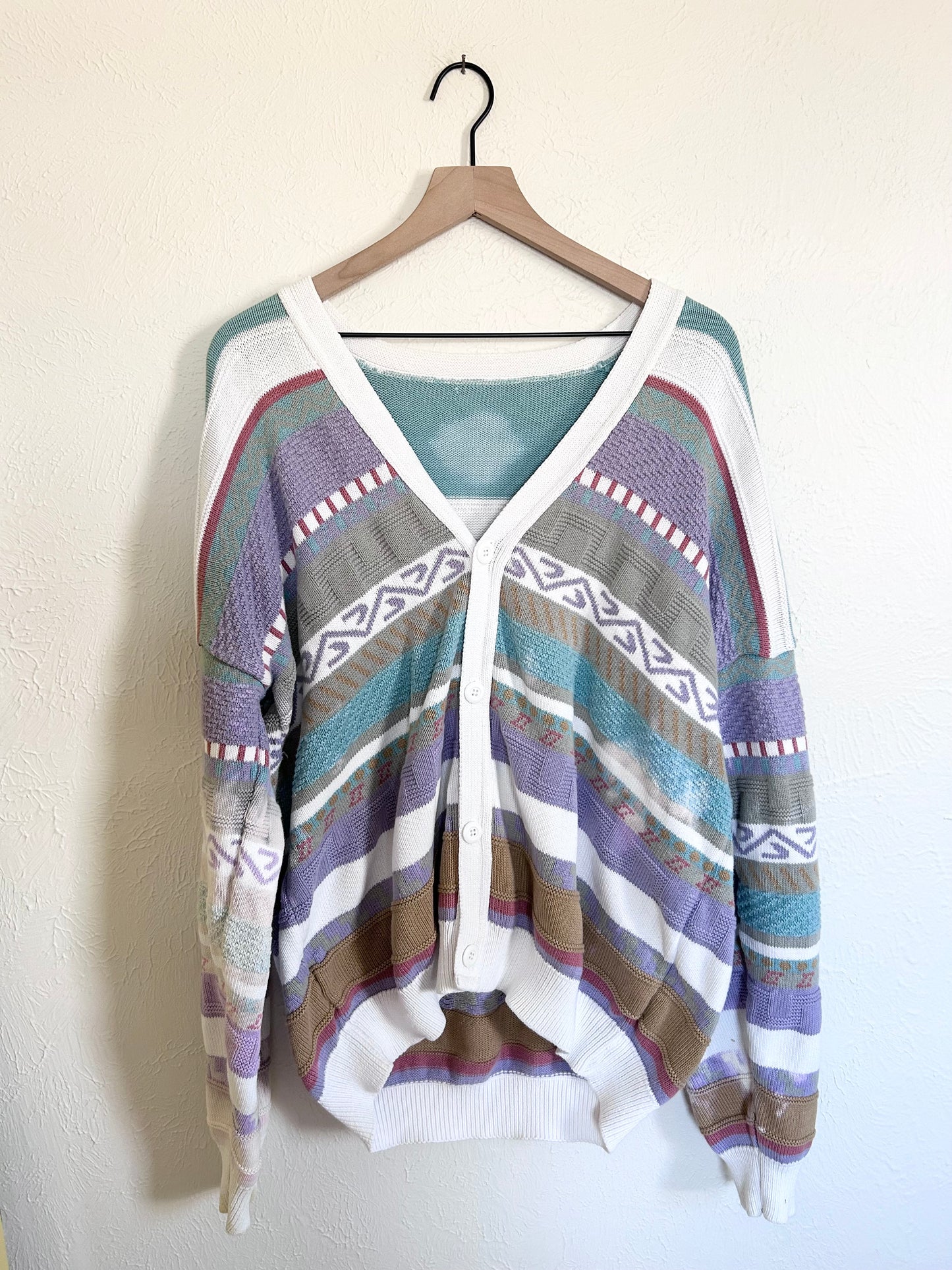 Pastel Coogi Style Cardigan (L)