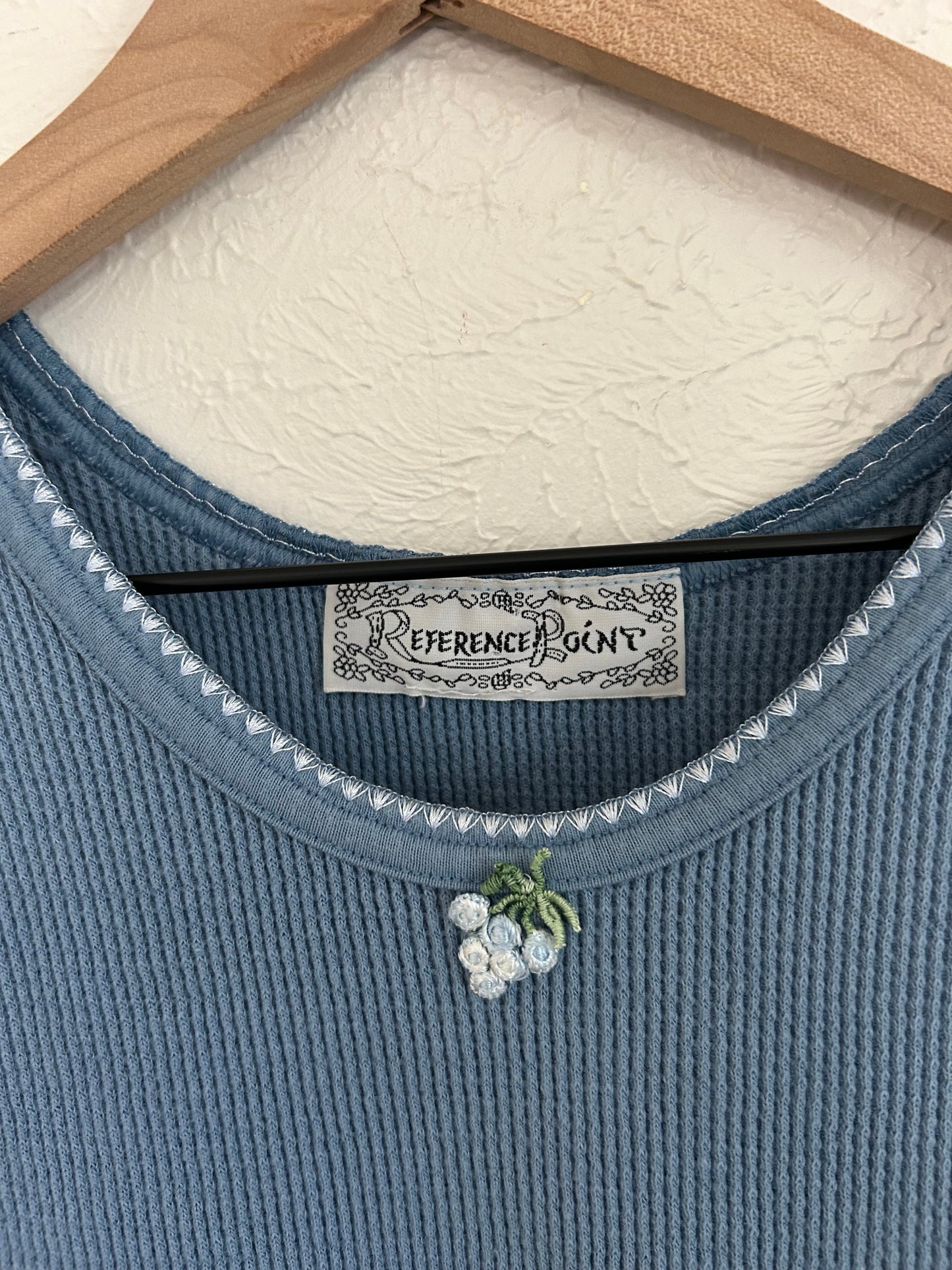 Vintage Blue Waffle Knit Fruit Tank (M)