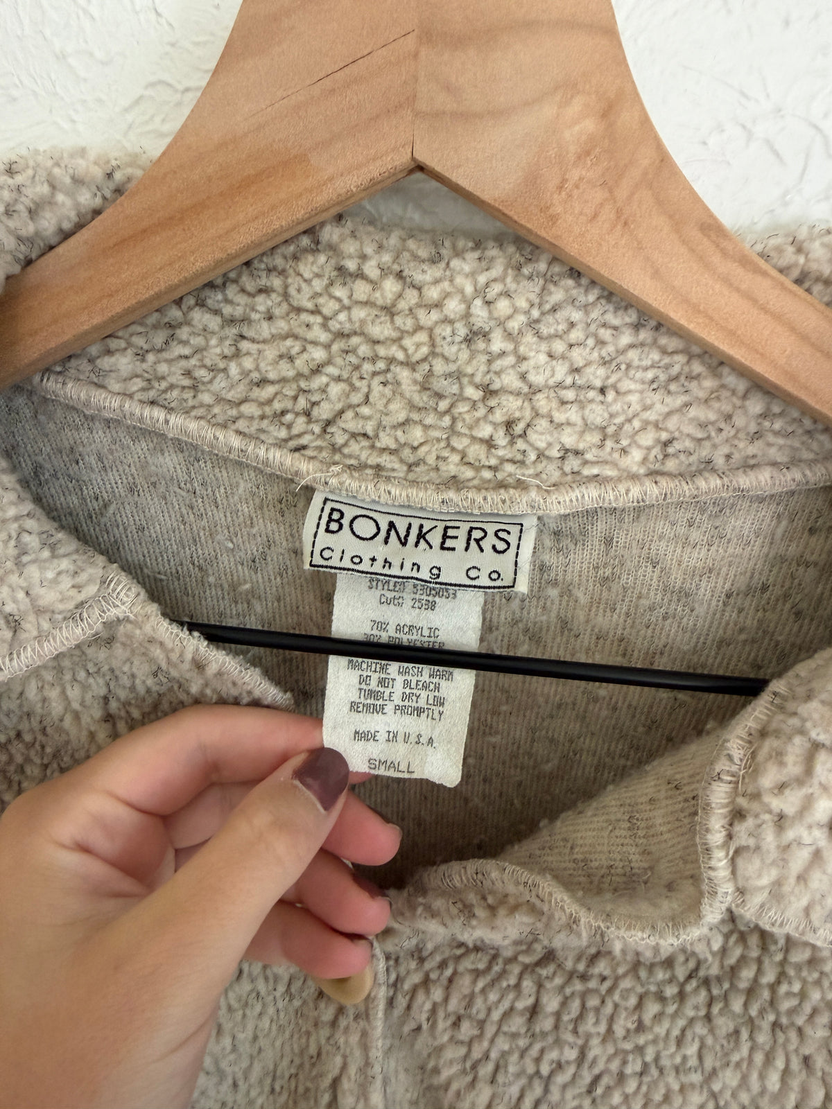 Vintage Beige Fleece Cropped Jacket (S)