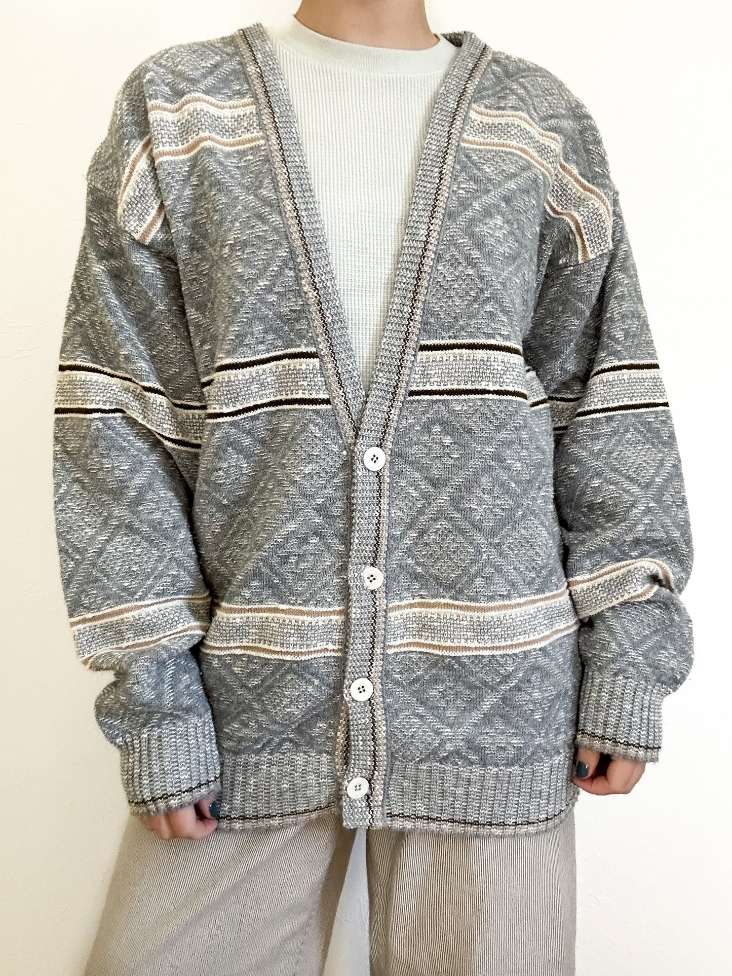 Vintage Patterned Cardigan (L)