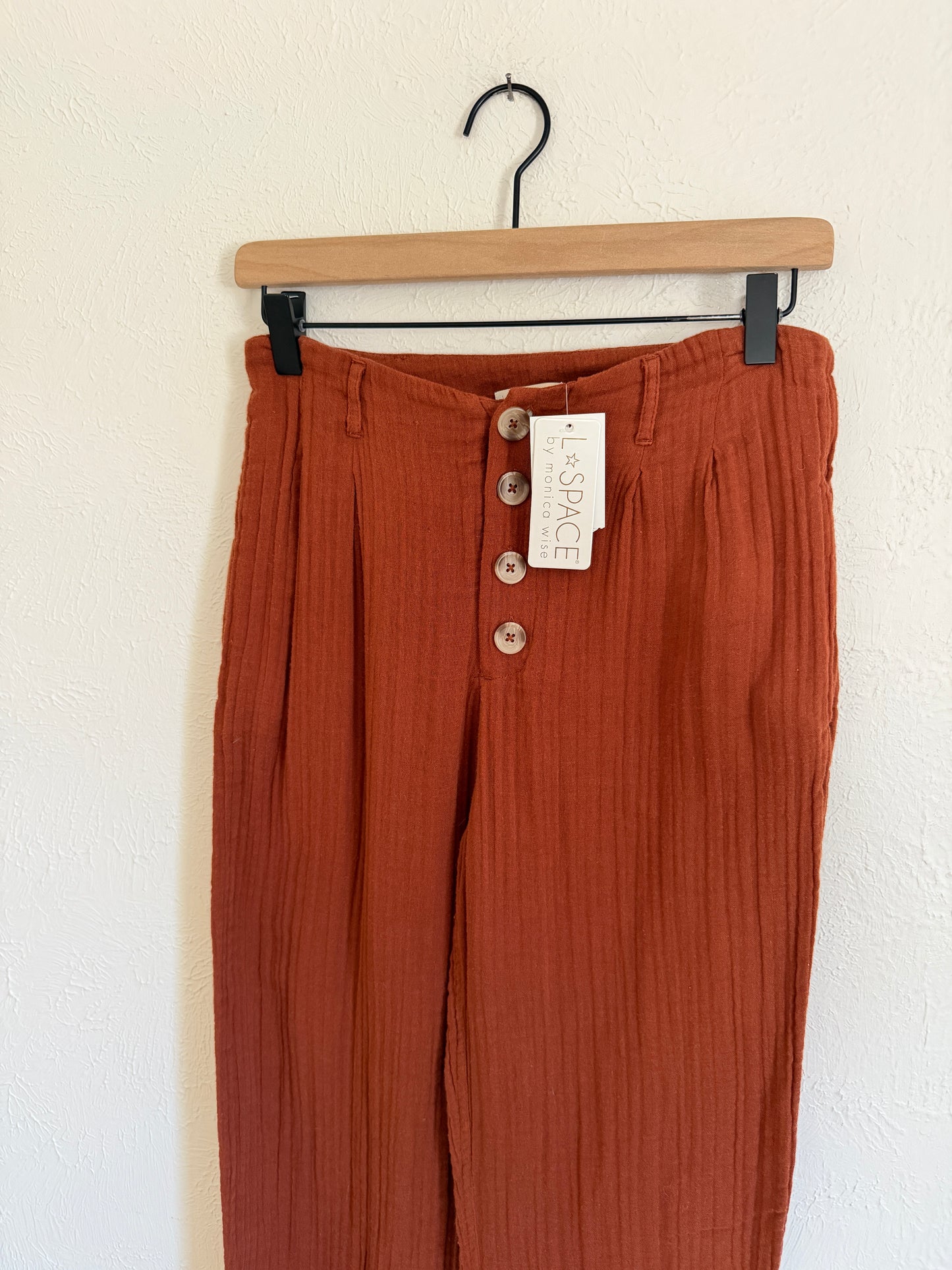 NWT L Space Rust Gauze Georgie Pants (S)