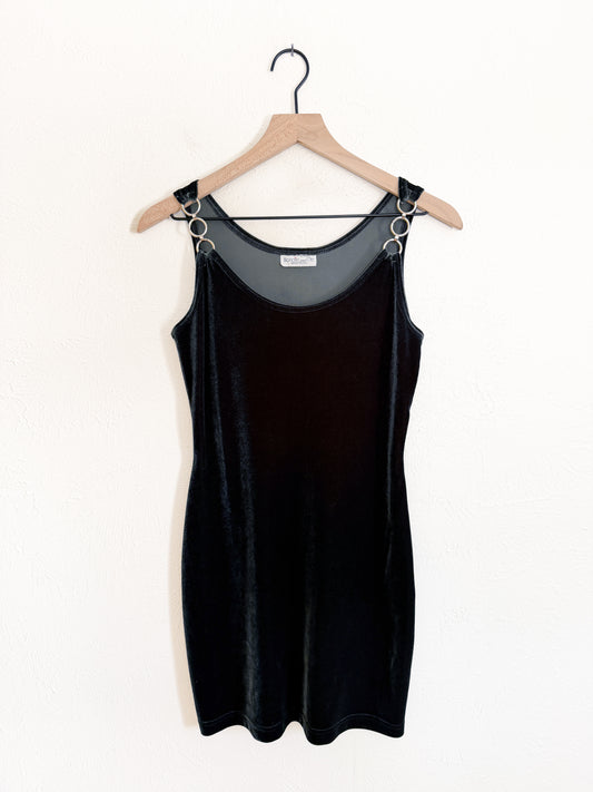 Vintage Blue Velvet Ring Dress (S)