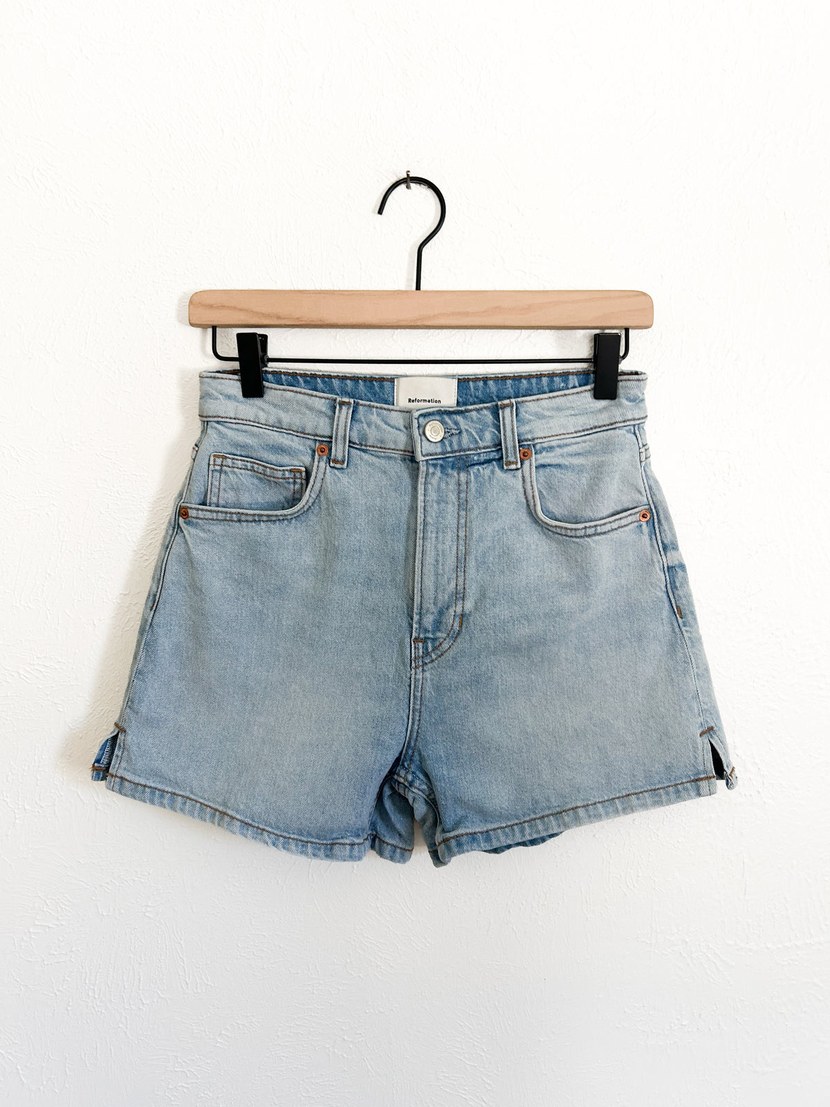 Reformation Norah Stretch High Rise Denim Shorts (2)