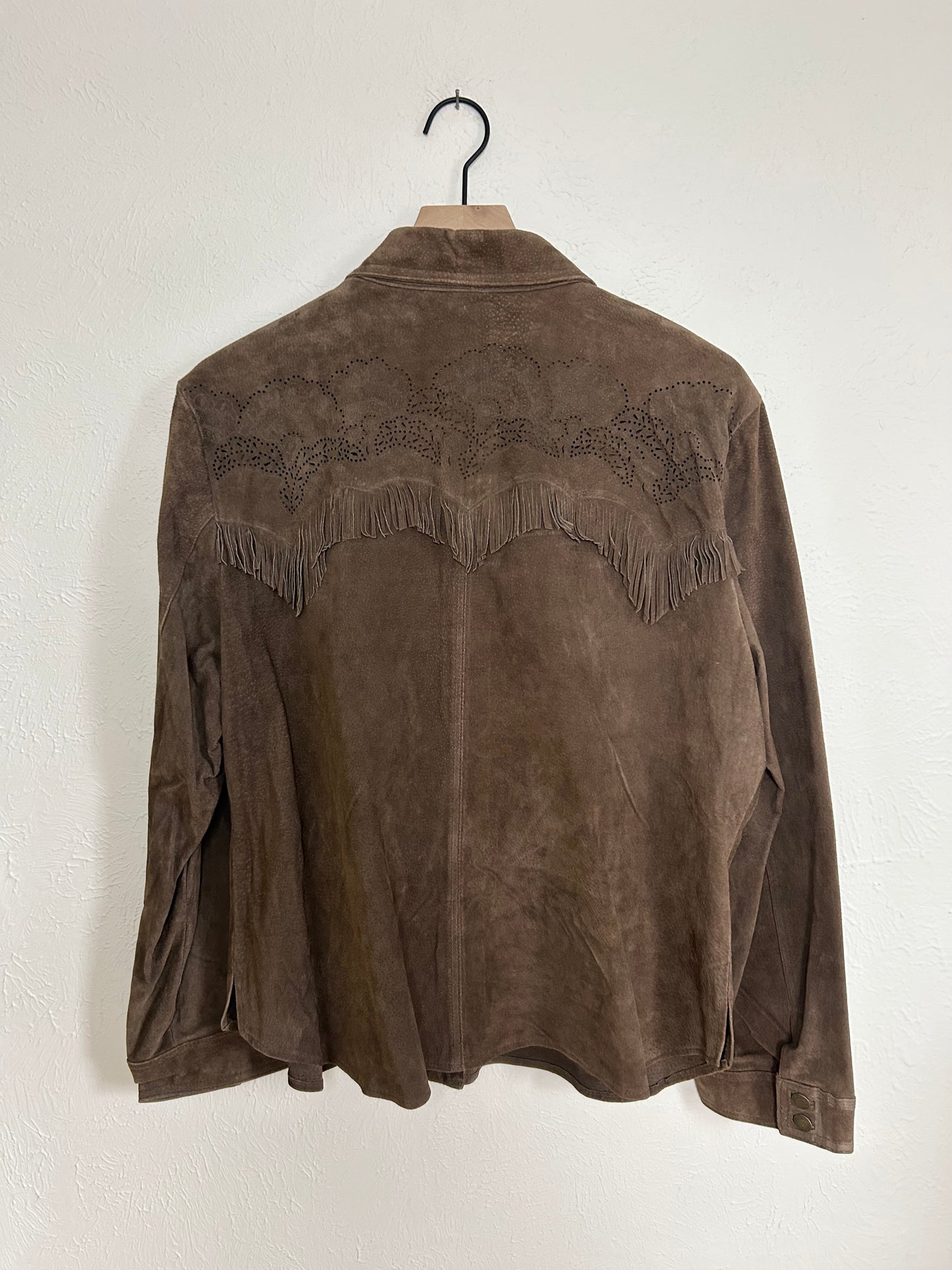 Leather Fringe Vintage Button Up (L)