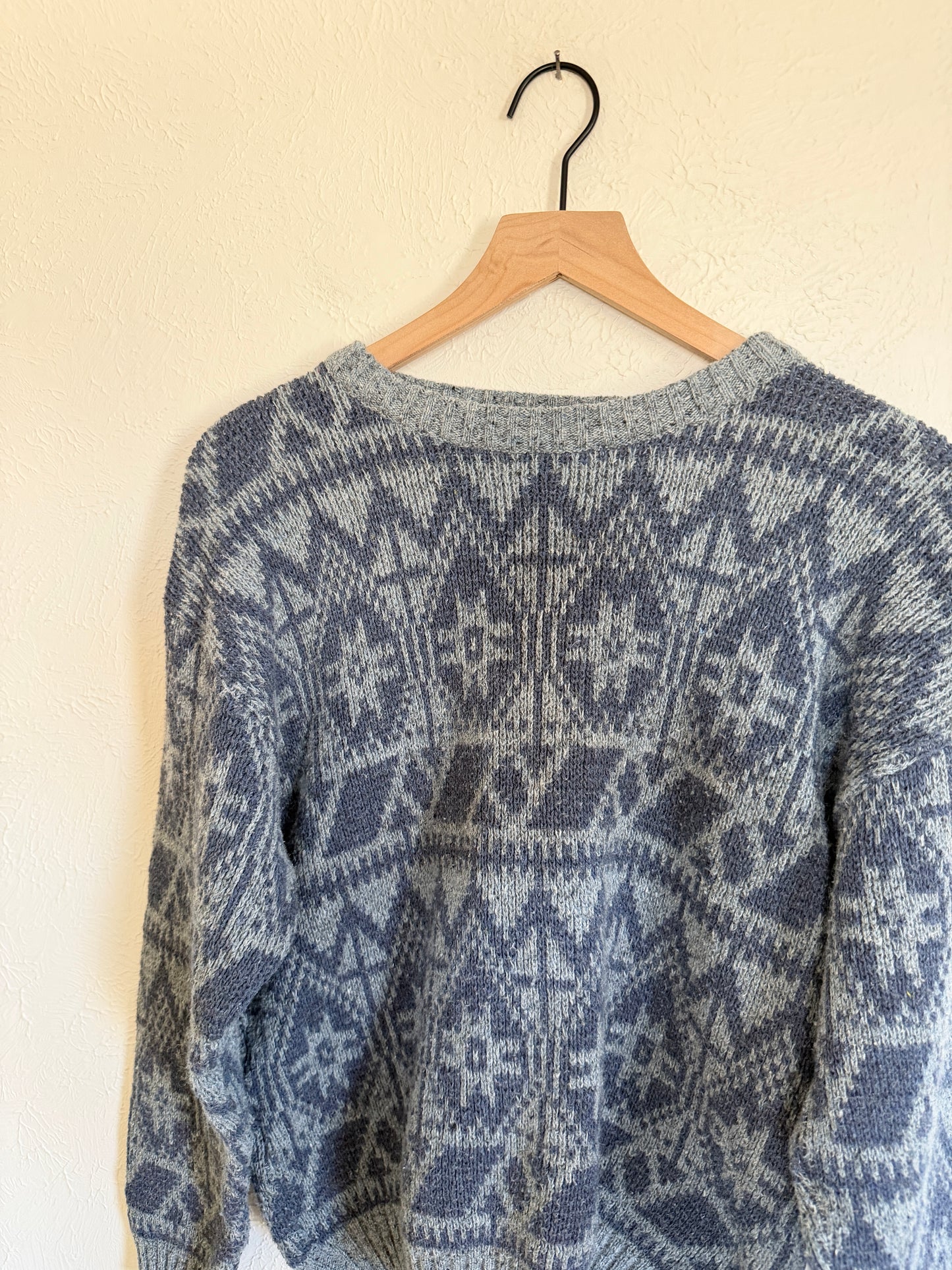 Blue Patterned Vintage Sweater (M)