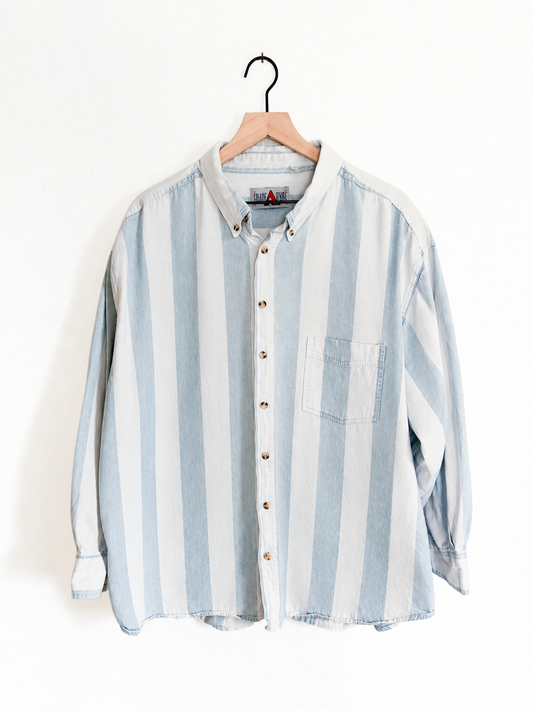Vintage Striped Denim Button Up (XL)