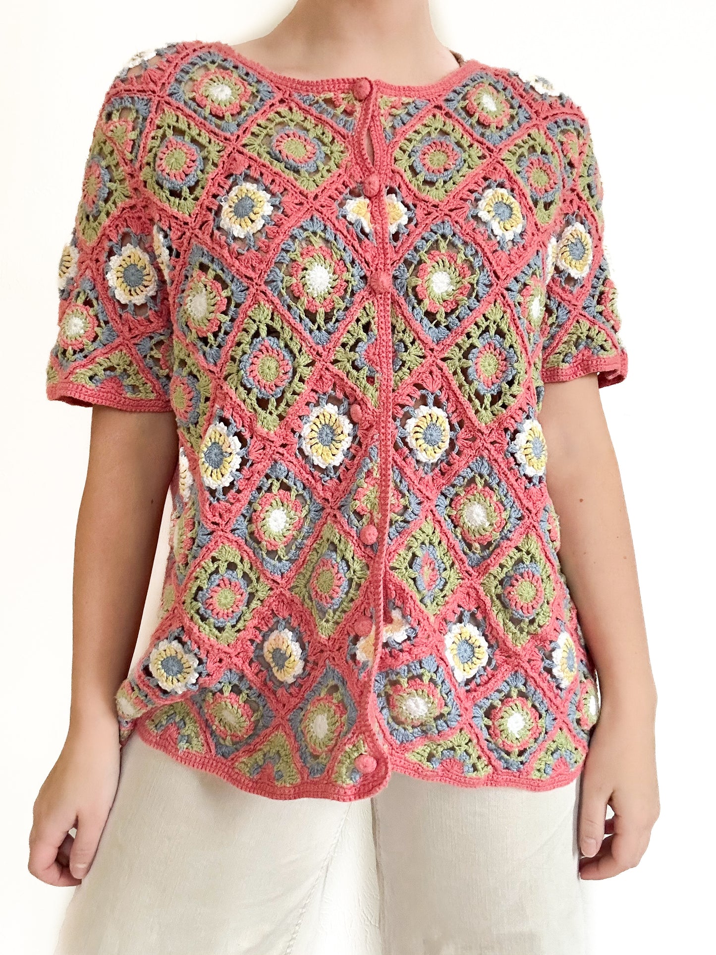 Granny Square Vintage Knit Top (XL)