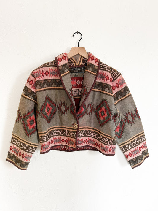 Teal & Pink Western Tapestry Jacket (L)