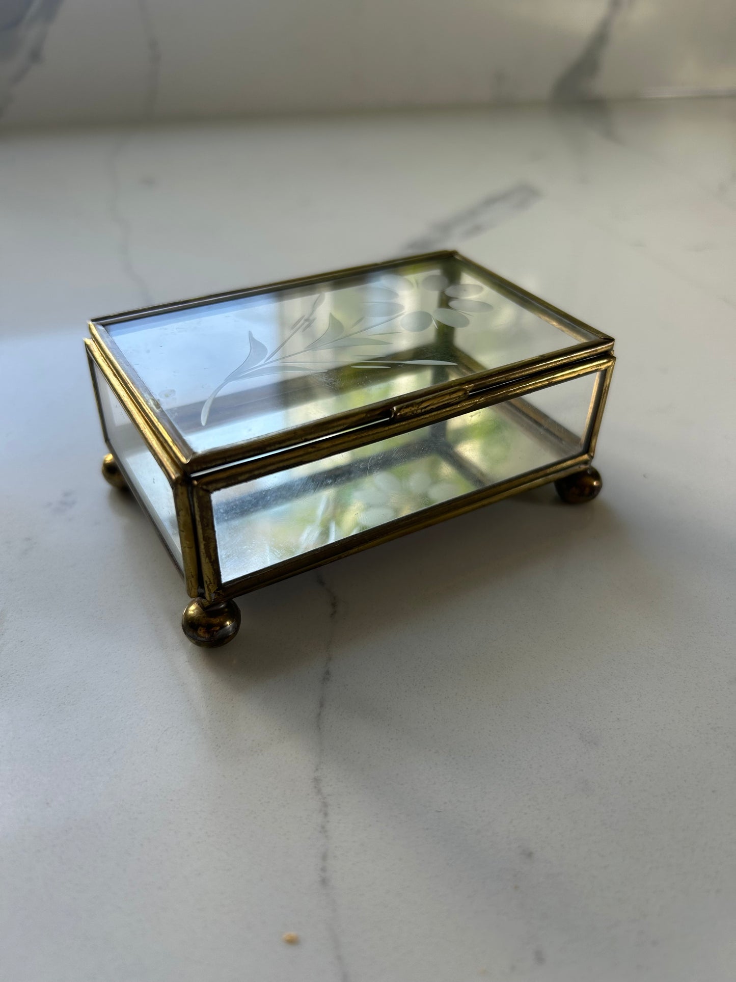Vintage Floral Glass Box