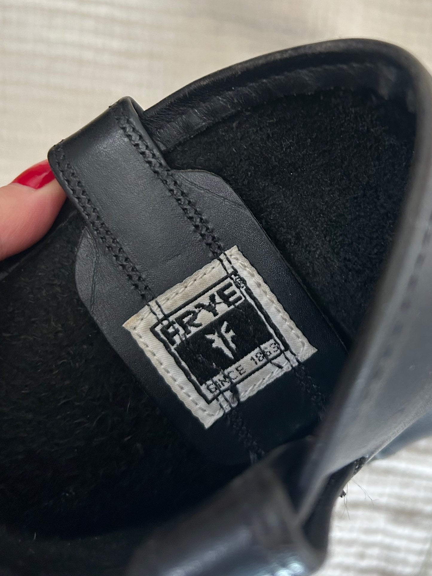 Frye Harness 12R Black Leather Boots (6.5)