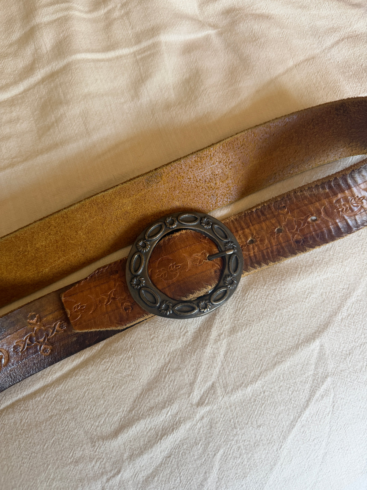 Vintage Leather Tooled Belt