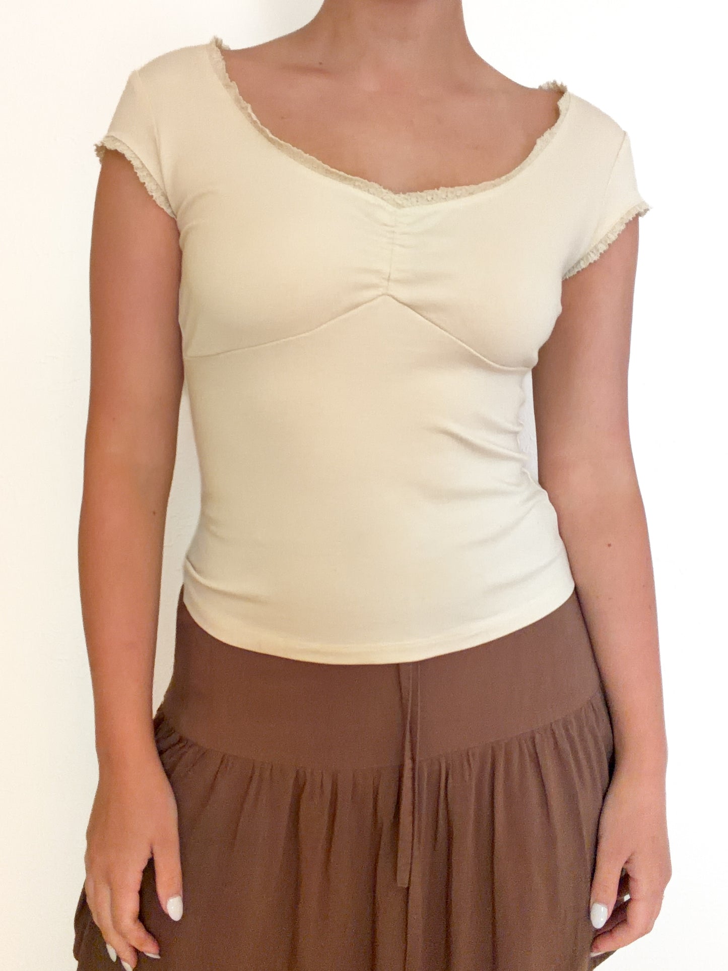 Nanette Lepore Vintage Lace Light Yellow Shirt (M)