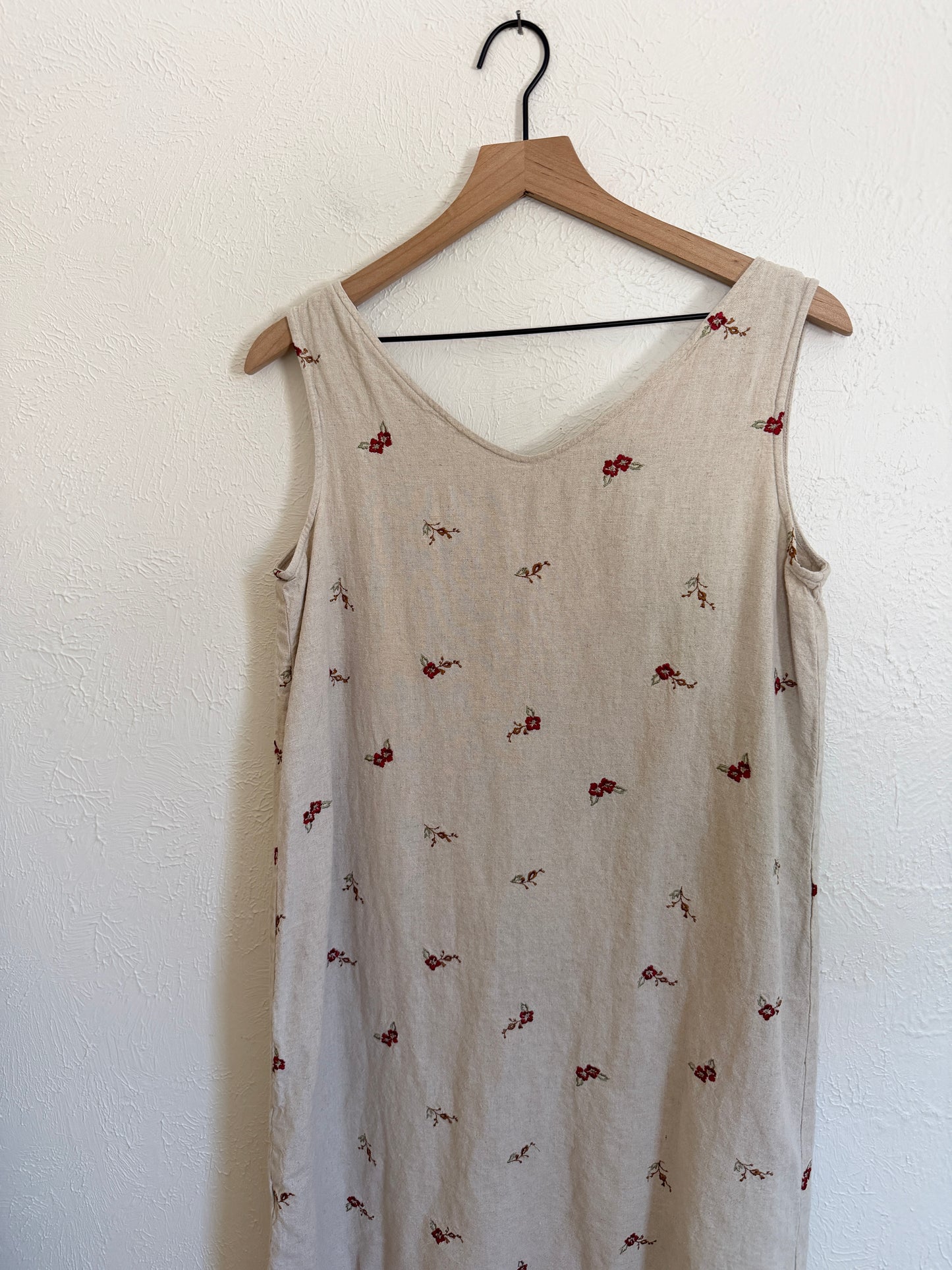 Coldwater Creek Linen Floral Embroidered Dress (M)