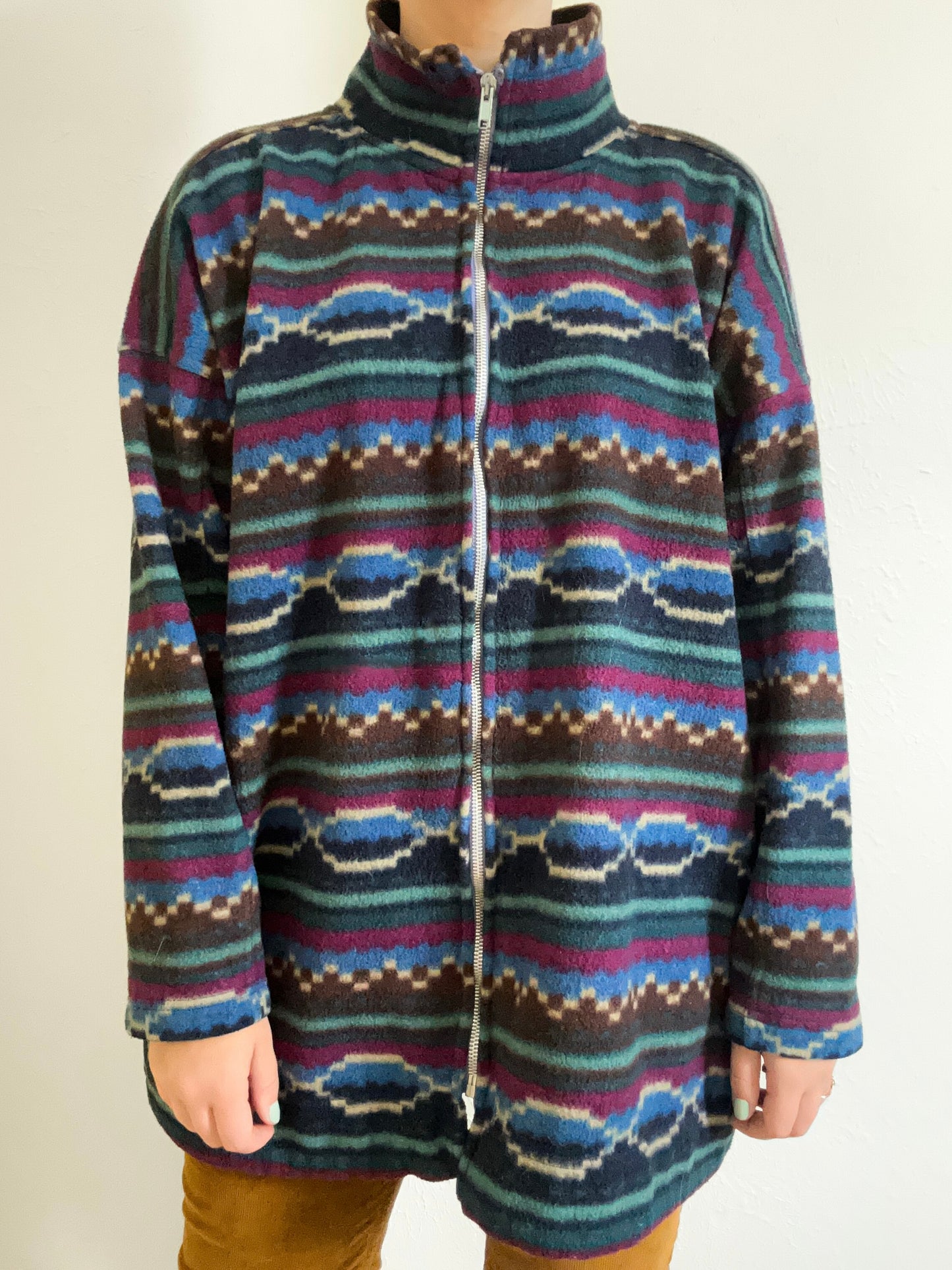 Vintage Patterned Zip Up (M)