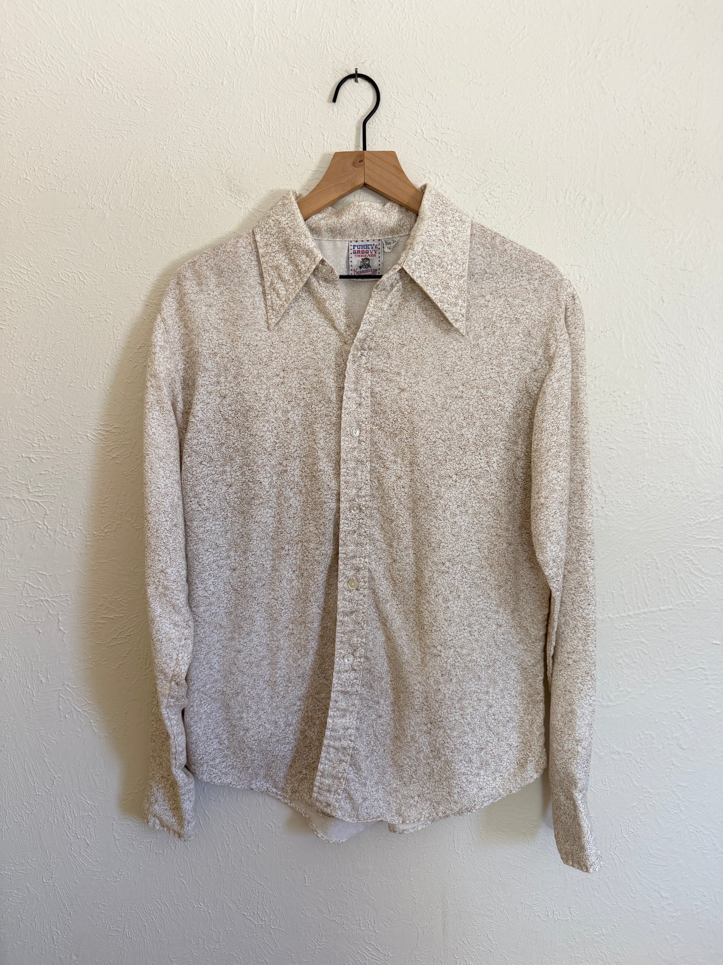 Vintage 70’s Brown Floral Button Up (L)