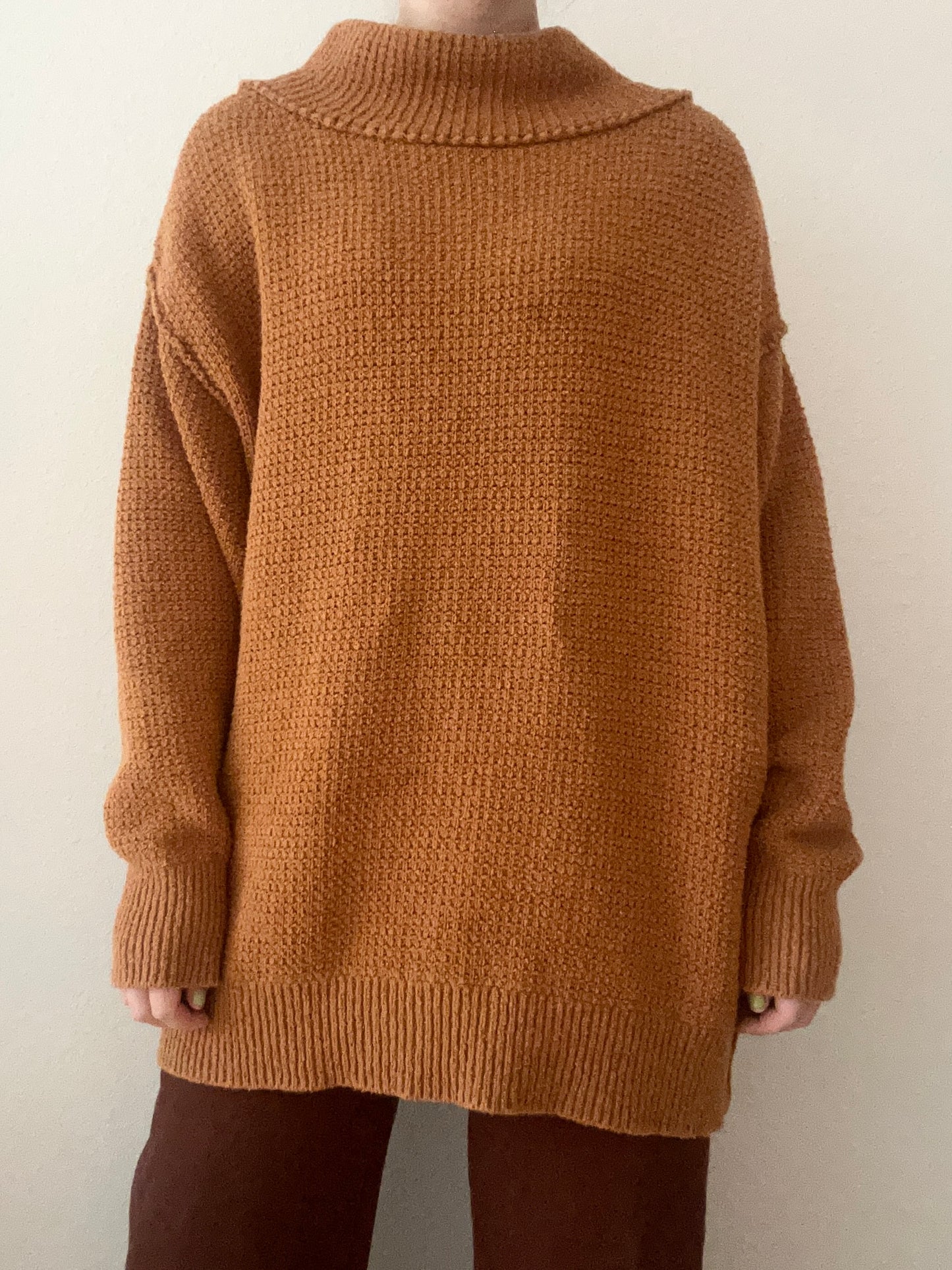 Free People Mock Neck Orange Sweater (M)