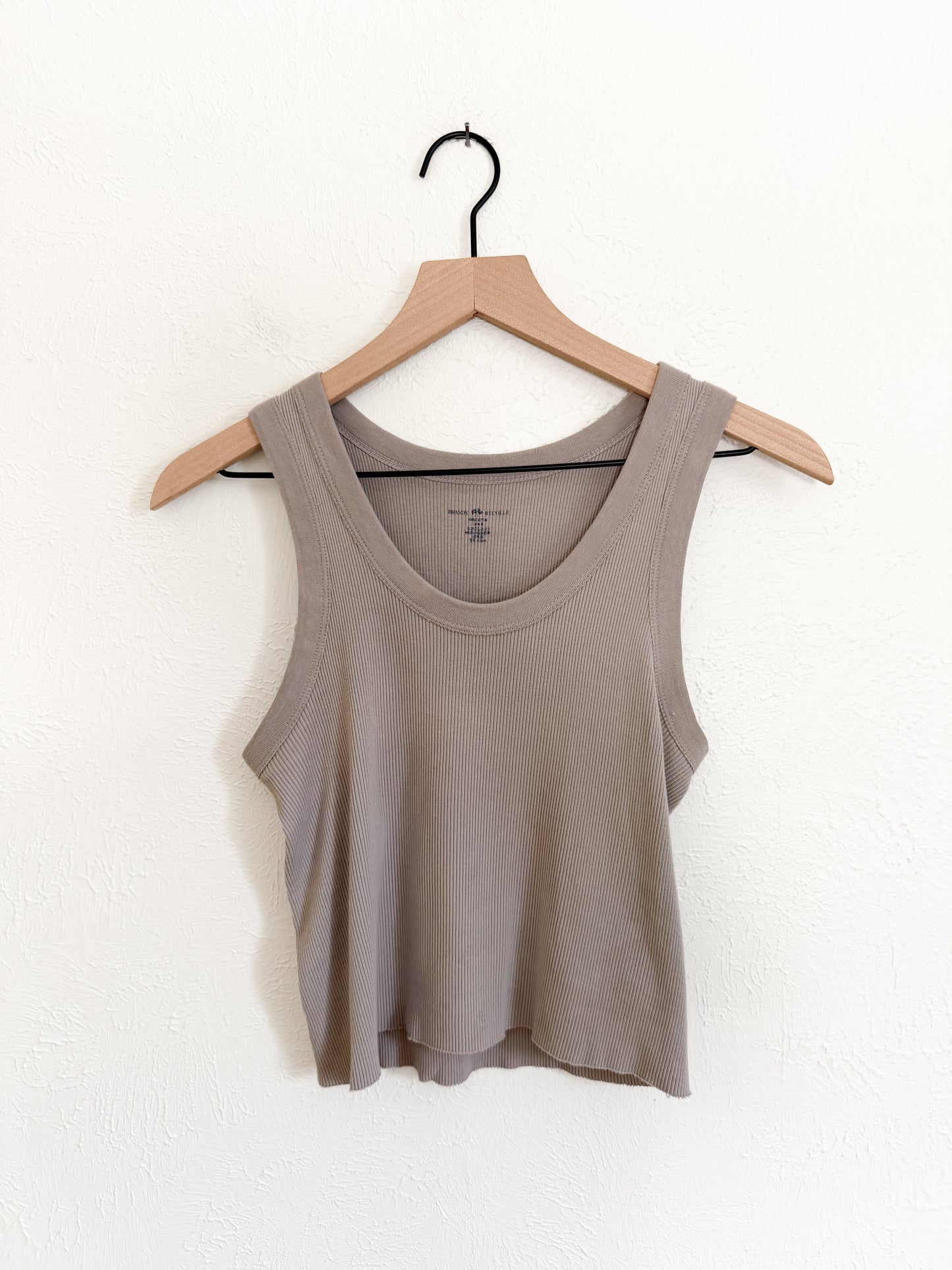 Brandy Melville Ribbed Tan Cotton Tank (S)