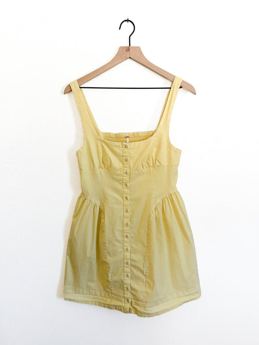 Free People Astrid Oxford Yellow Mini Dress (L)