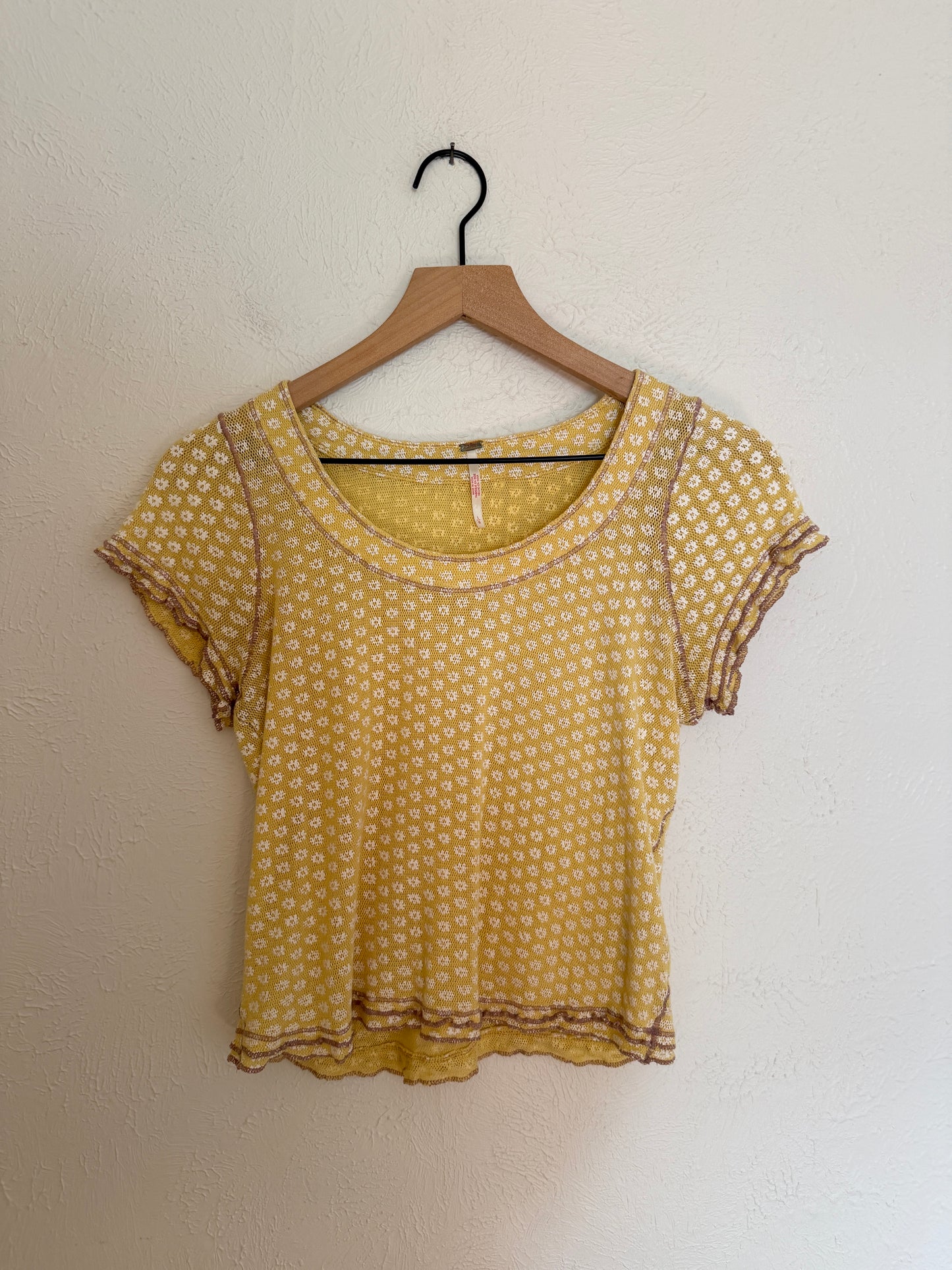 Free People Garner Yellow Tee (L)