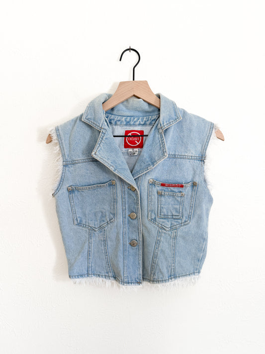 Vintage No Excuses Distressed Denim Vest (M)