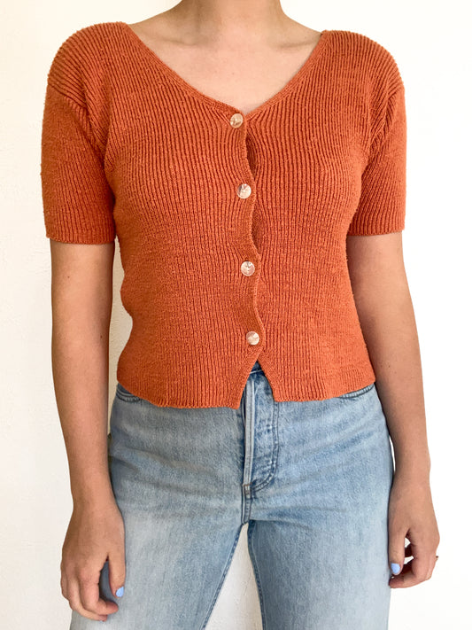 Vintage Orange Button Shirt (M)