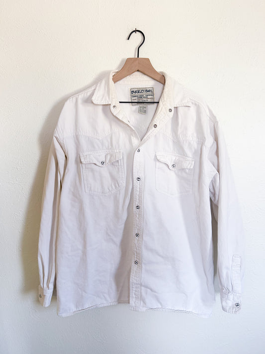 Western Style White Button Up (L)