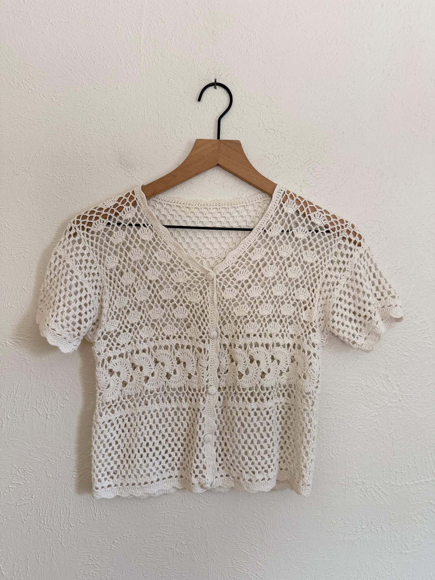 Vintage Crochet Cardigan Top (S)