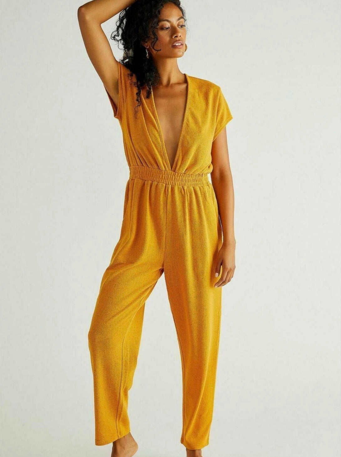 Free People Beach ‘Rita’ Mustard Jumpsuit (M)