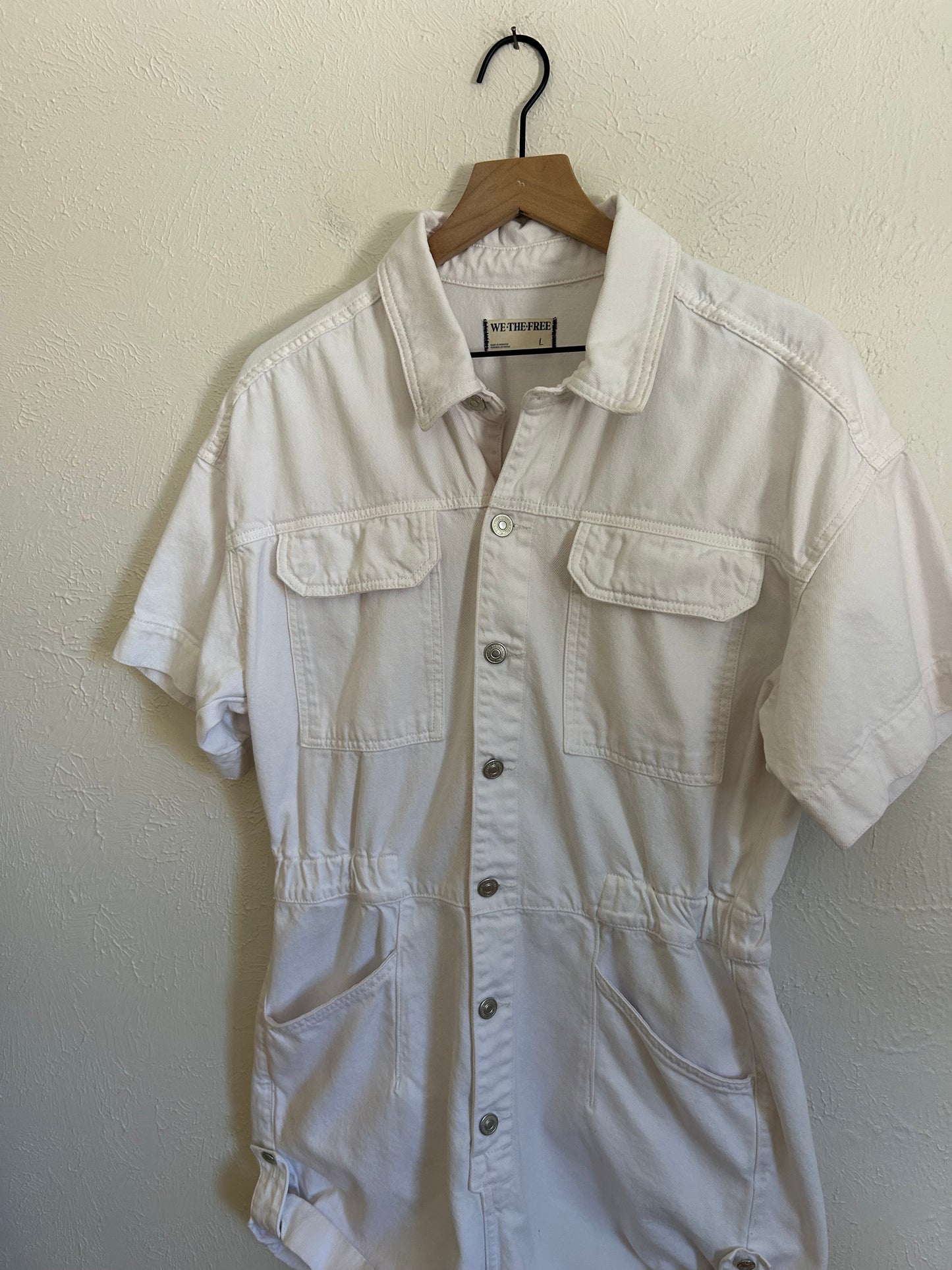 Free People White Denim Romper (L)