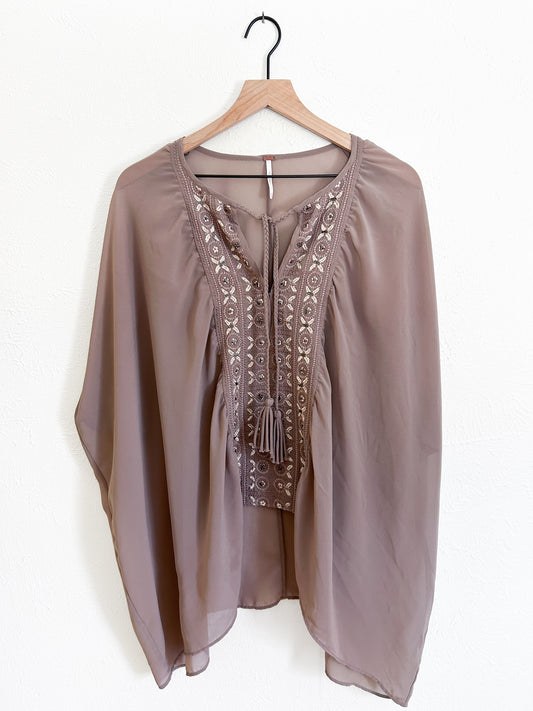 Free People Embroidered Oversized Sheer Tunic (S)
