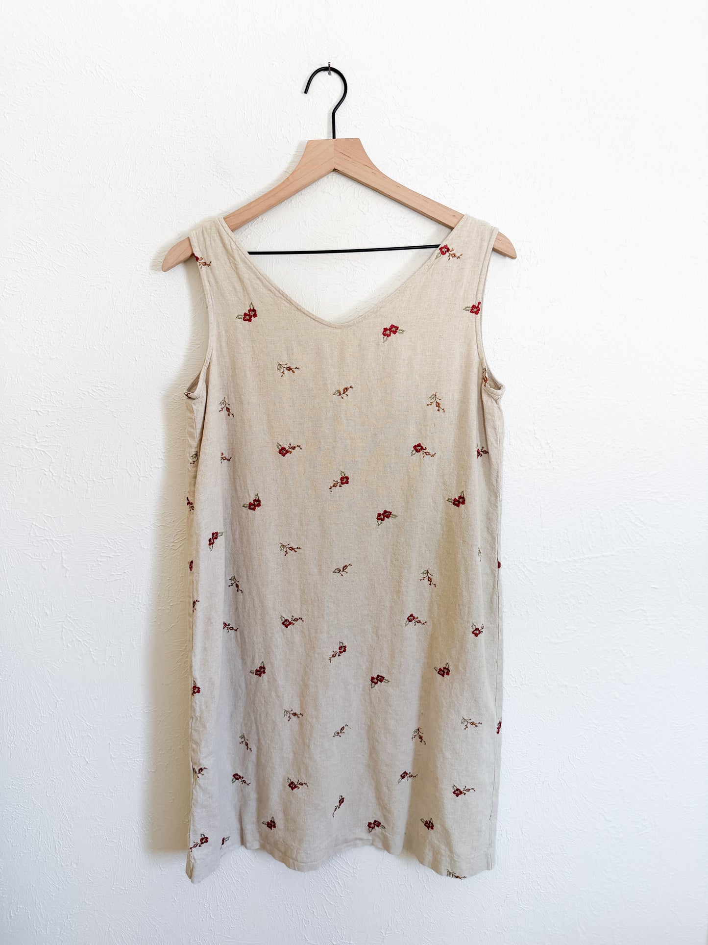 Coldwater Creek Linen Floral Embroidered Dress (M)